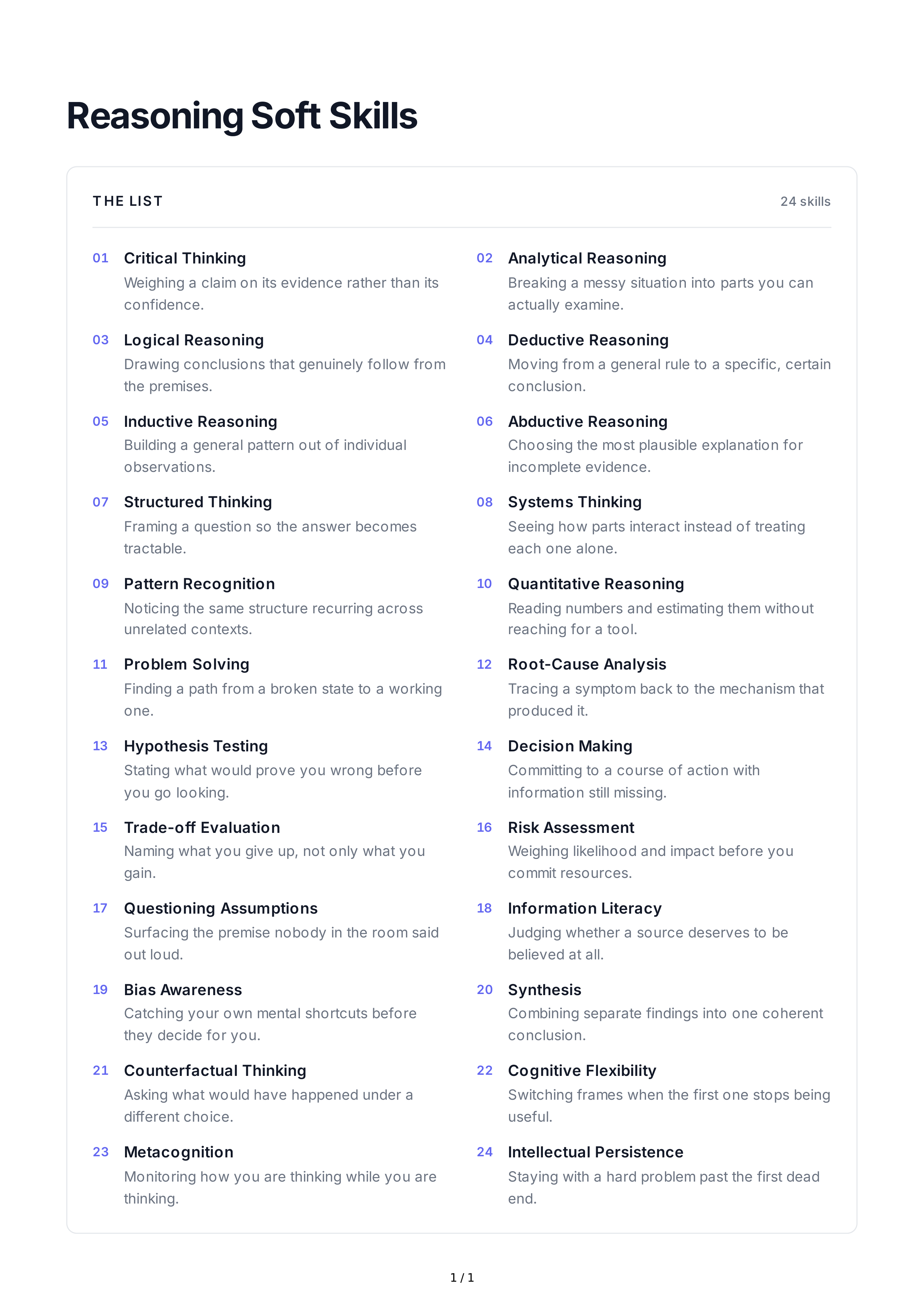 Reasoning Soft Skills — page 1