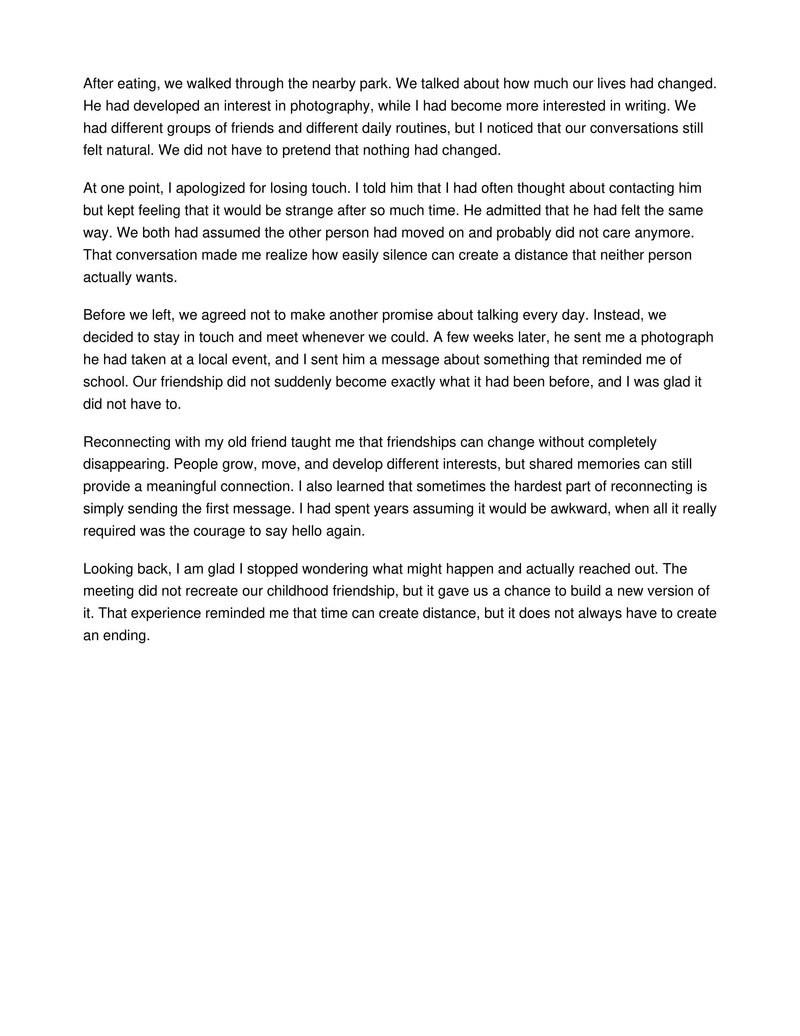 Reconnecting With an Old Friend Personal Narrative — page 2