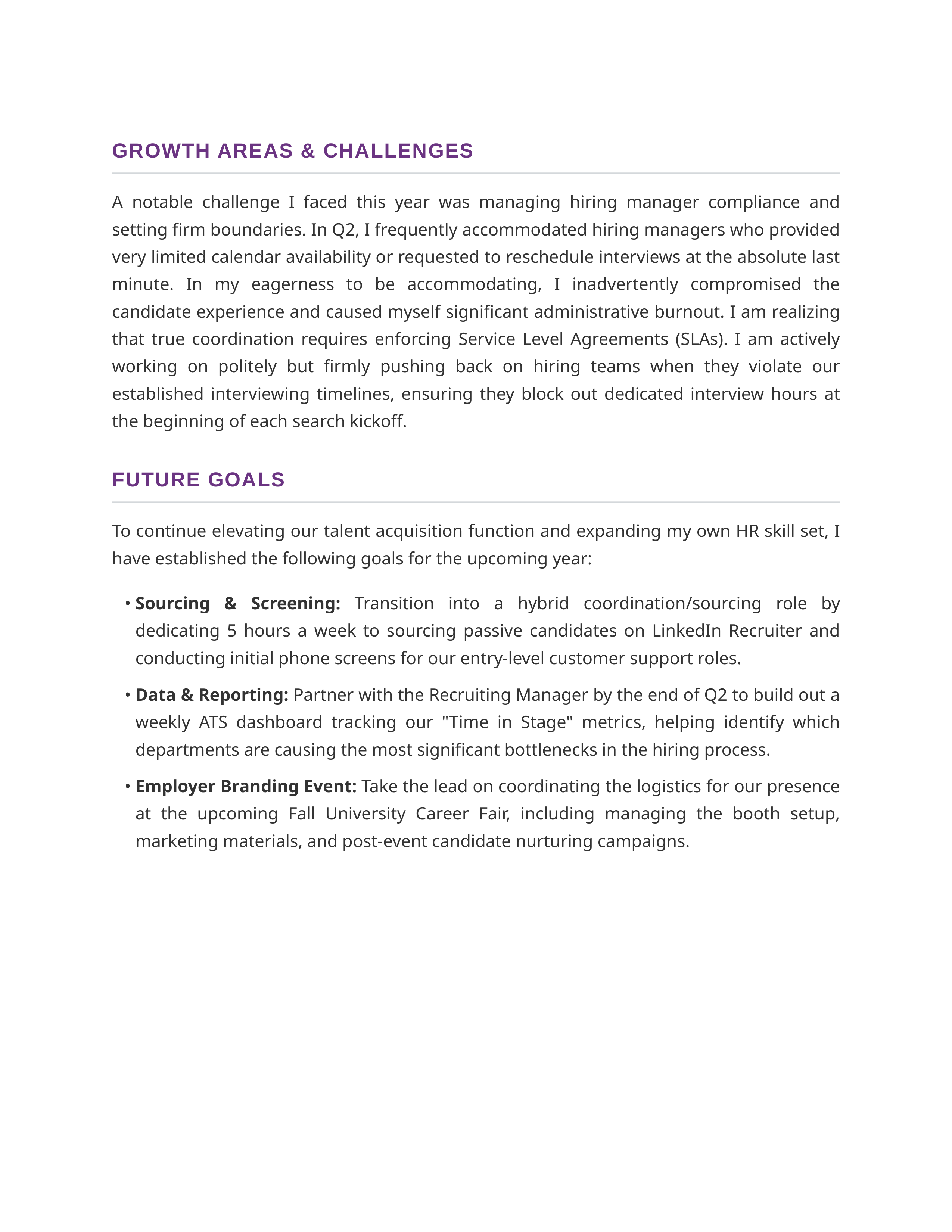 Recruiter Coordinator Self Performance Review — page 2