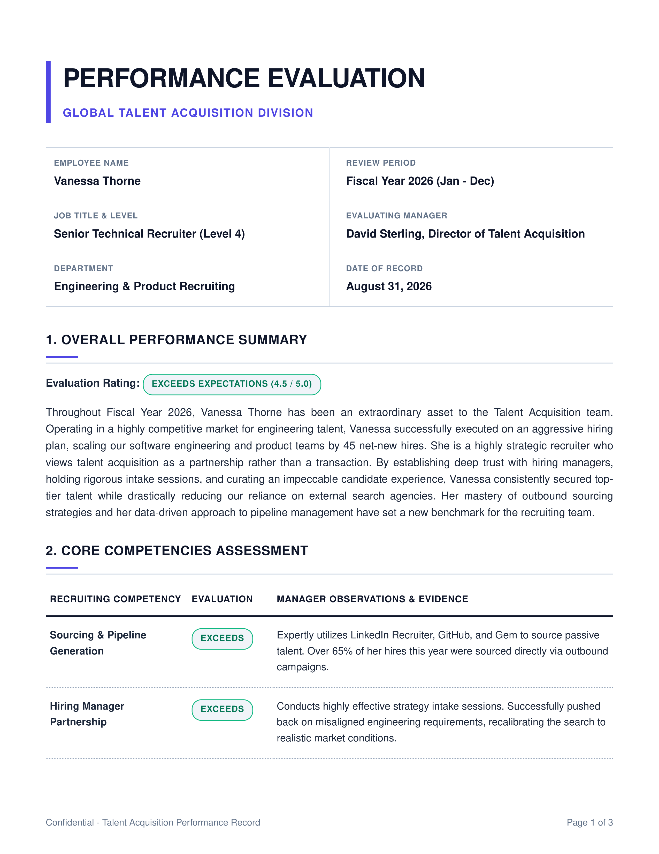 Recruiter Performance Review — page 1