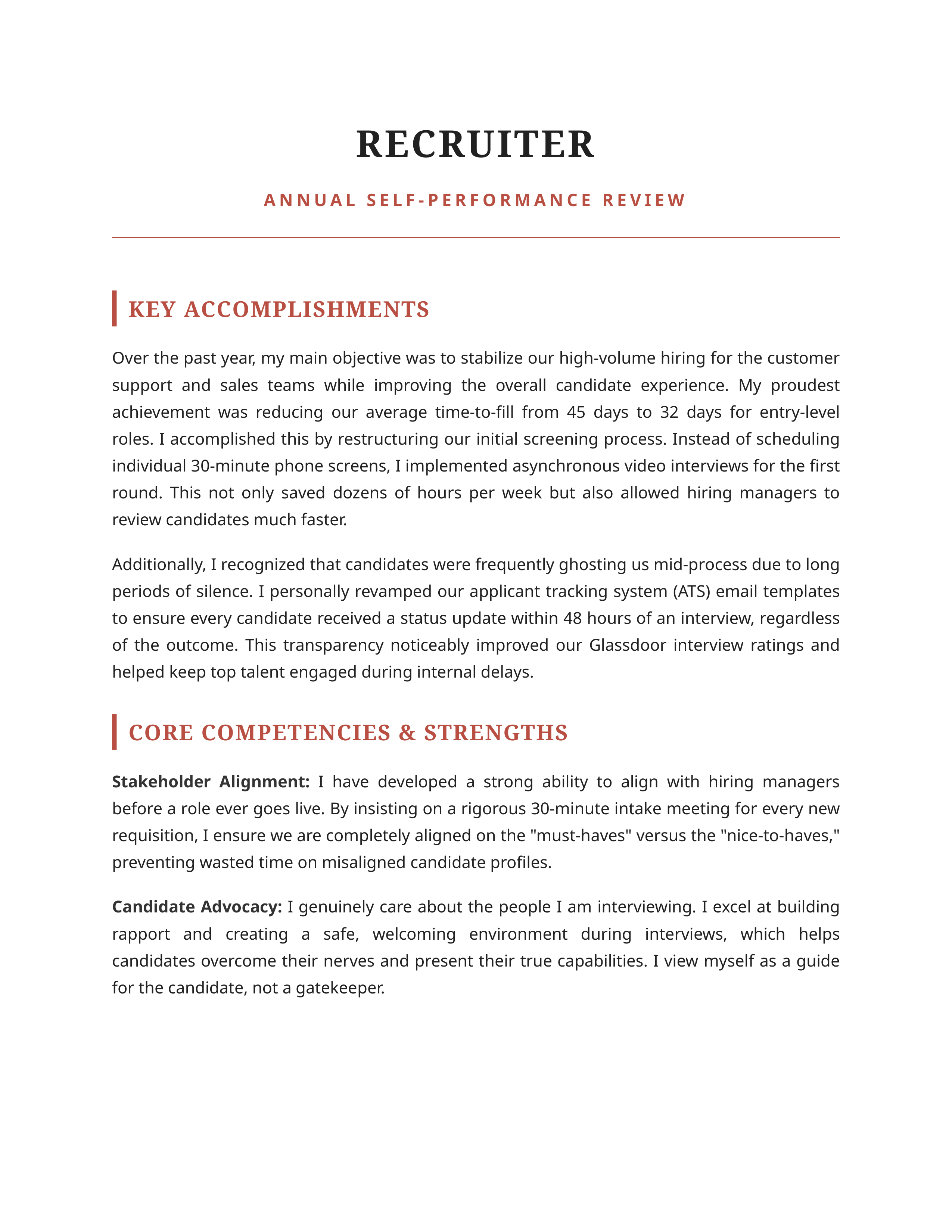 Recruiter Self Performance Review — page 1