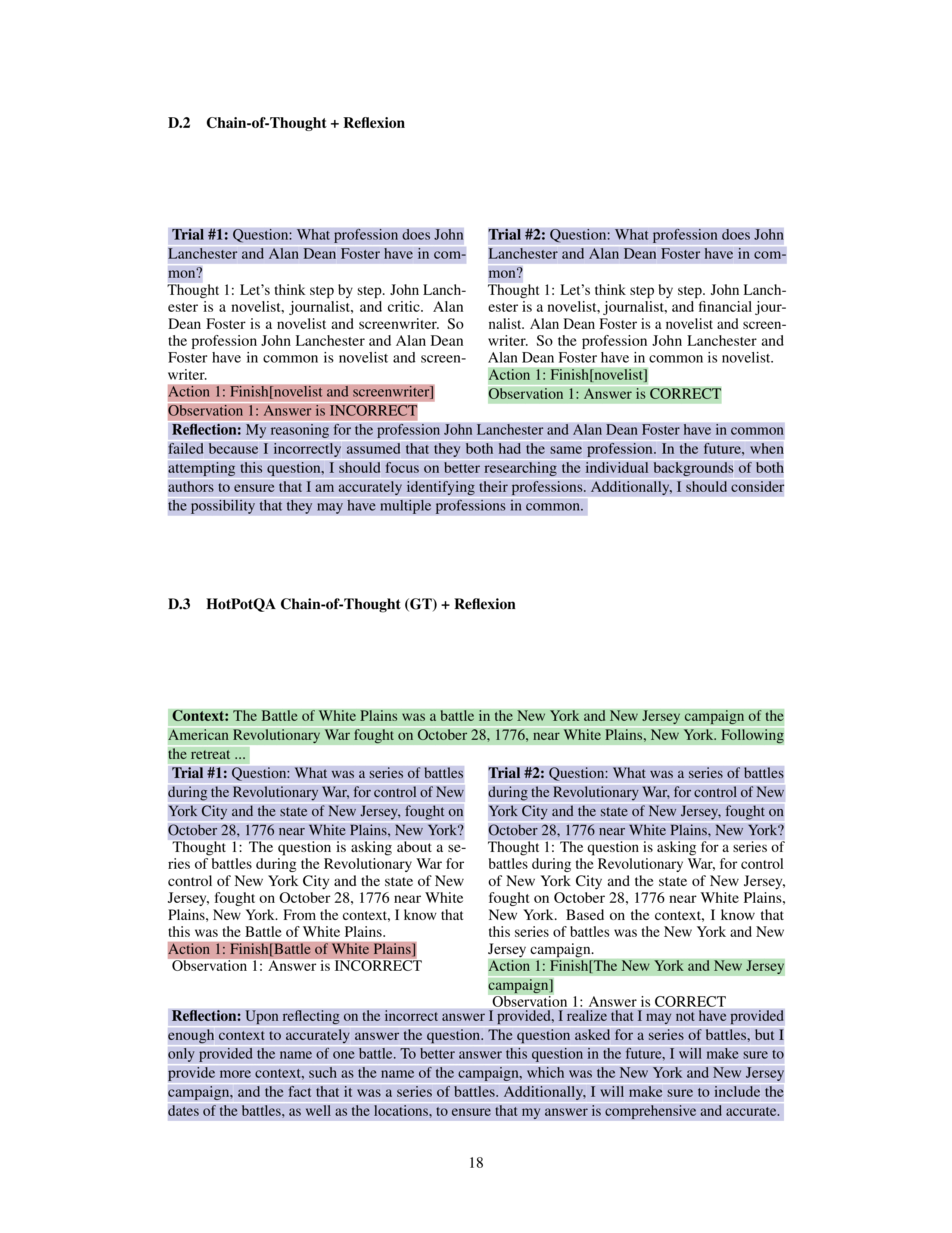 Reflexion AI Agent for Self Improving Reasoning — page 18