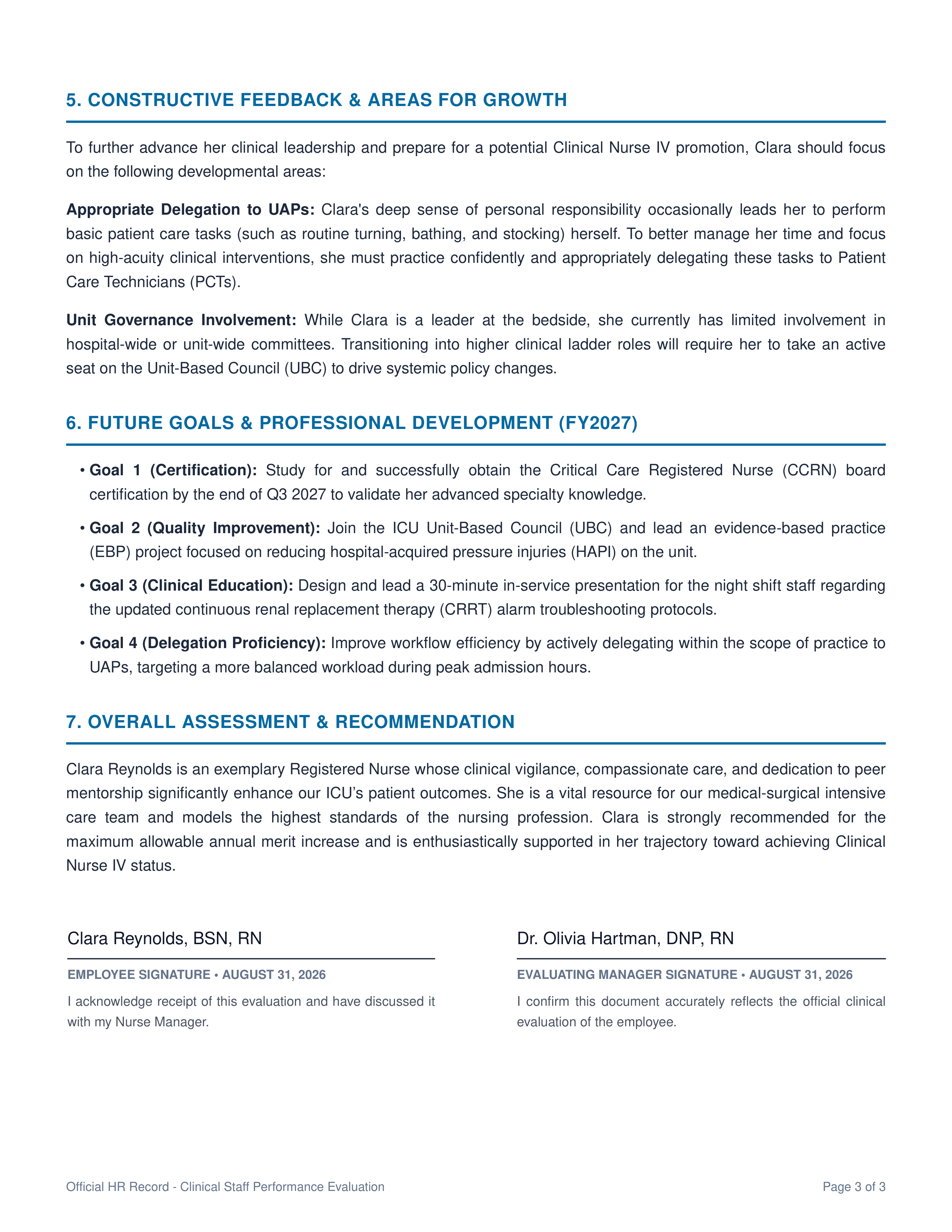 Registered Nurse Performance Review — page 3