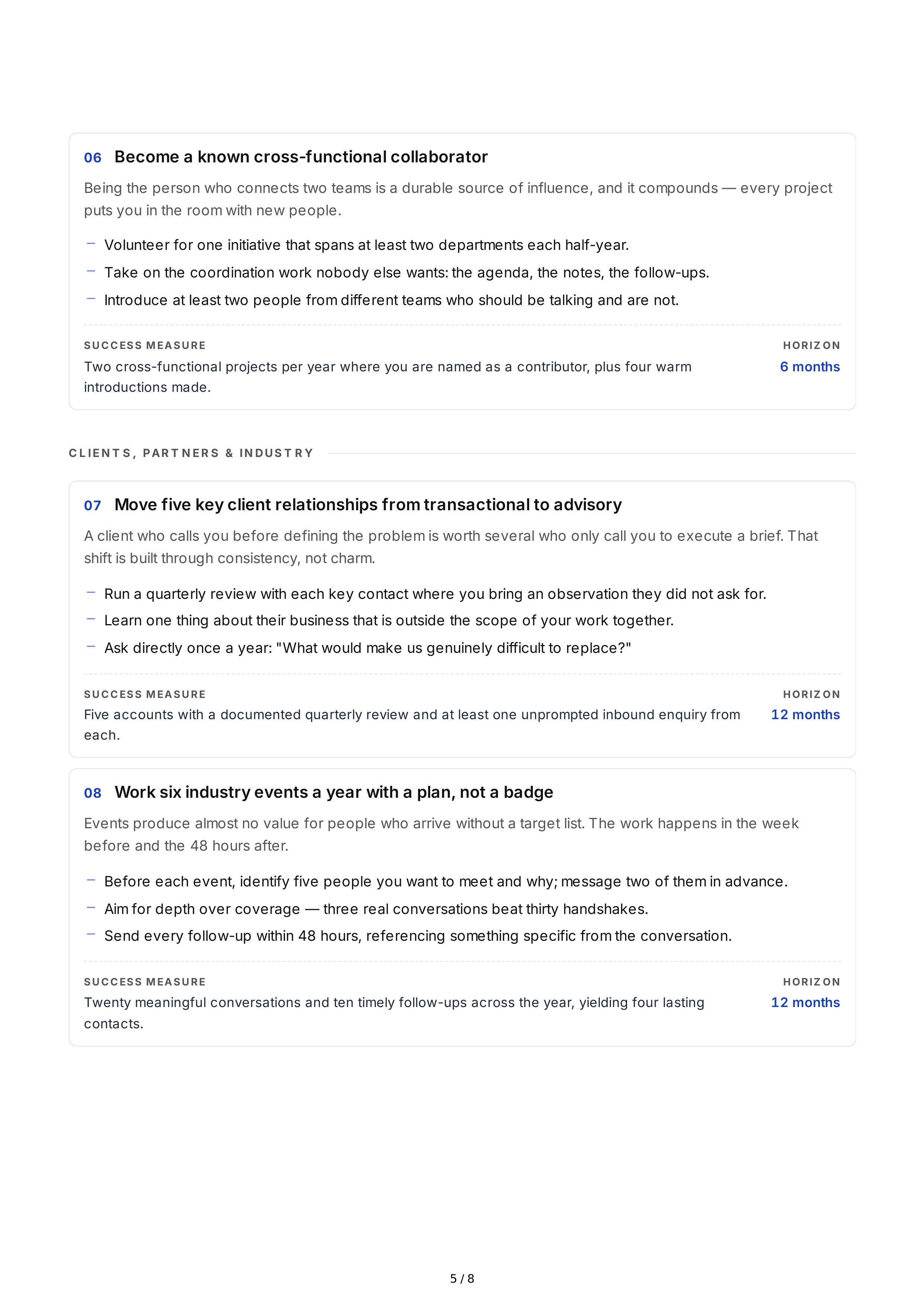 Relationship Building Professional Goals — page 5