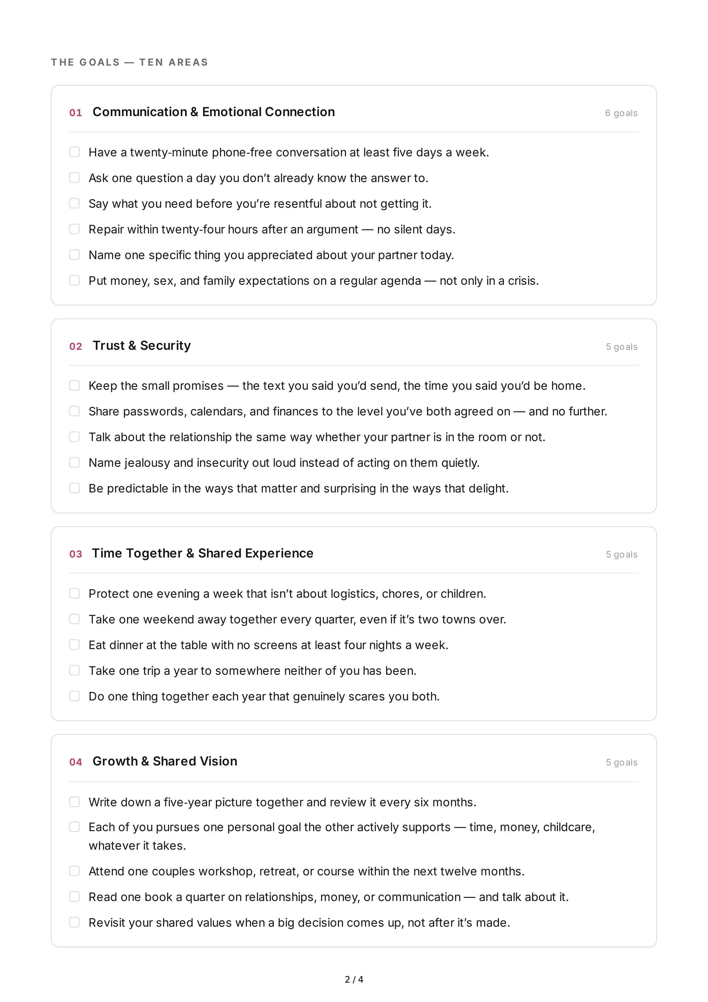 Relationship Life Goals — page 2