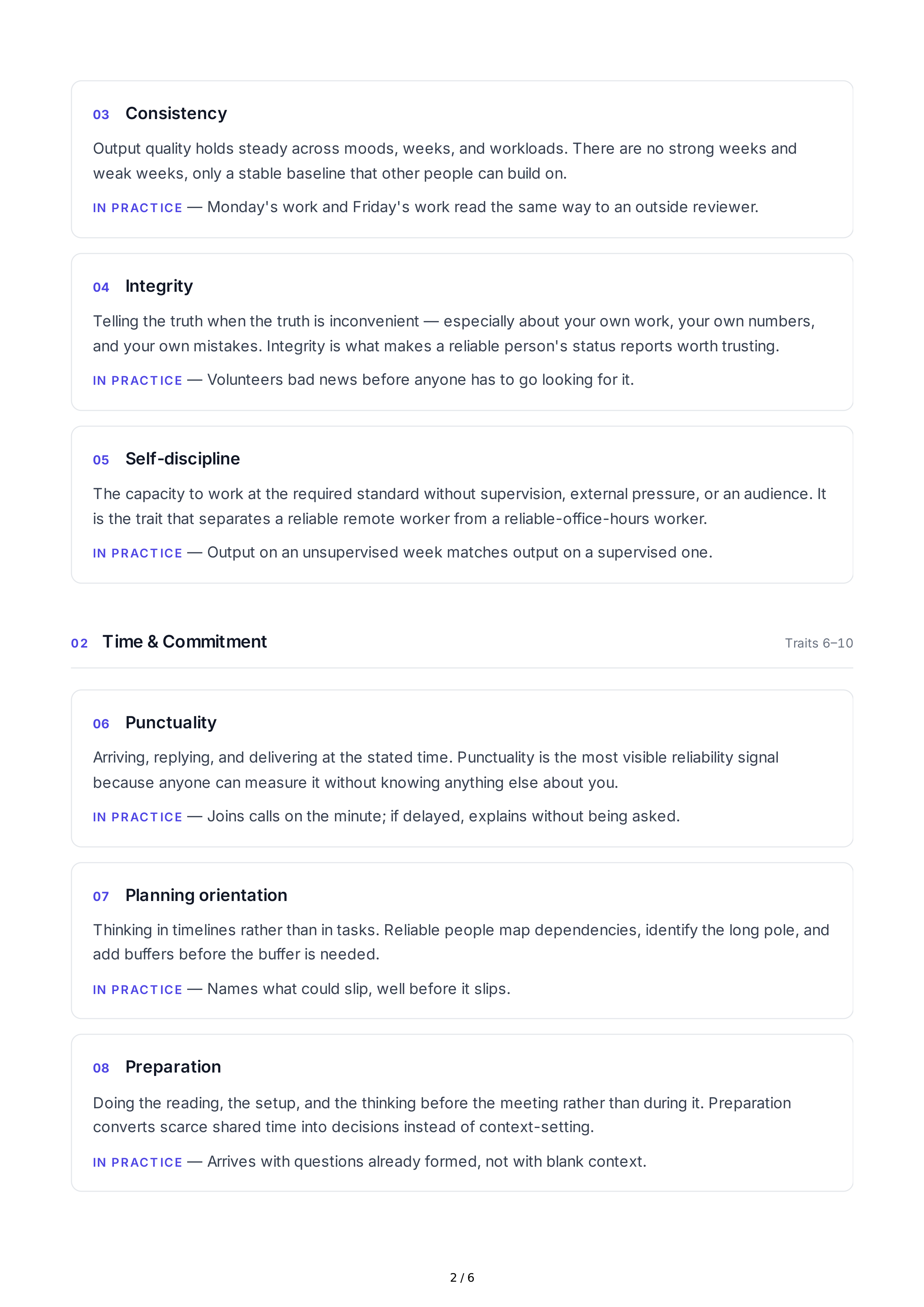 Reliability Personality Traits — page 2