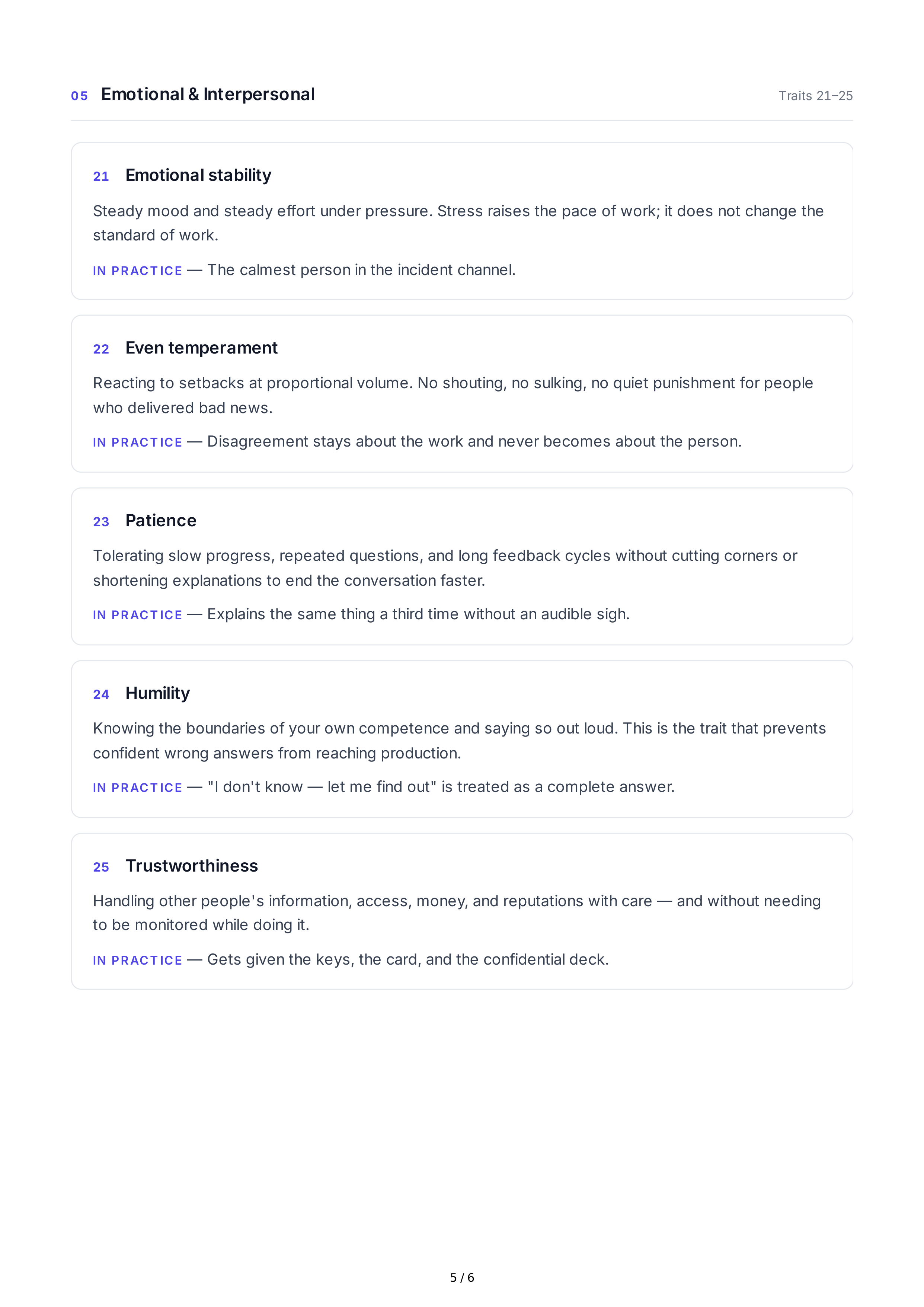 Reliability Personality Traits — page 5