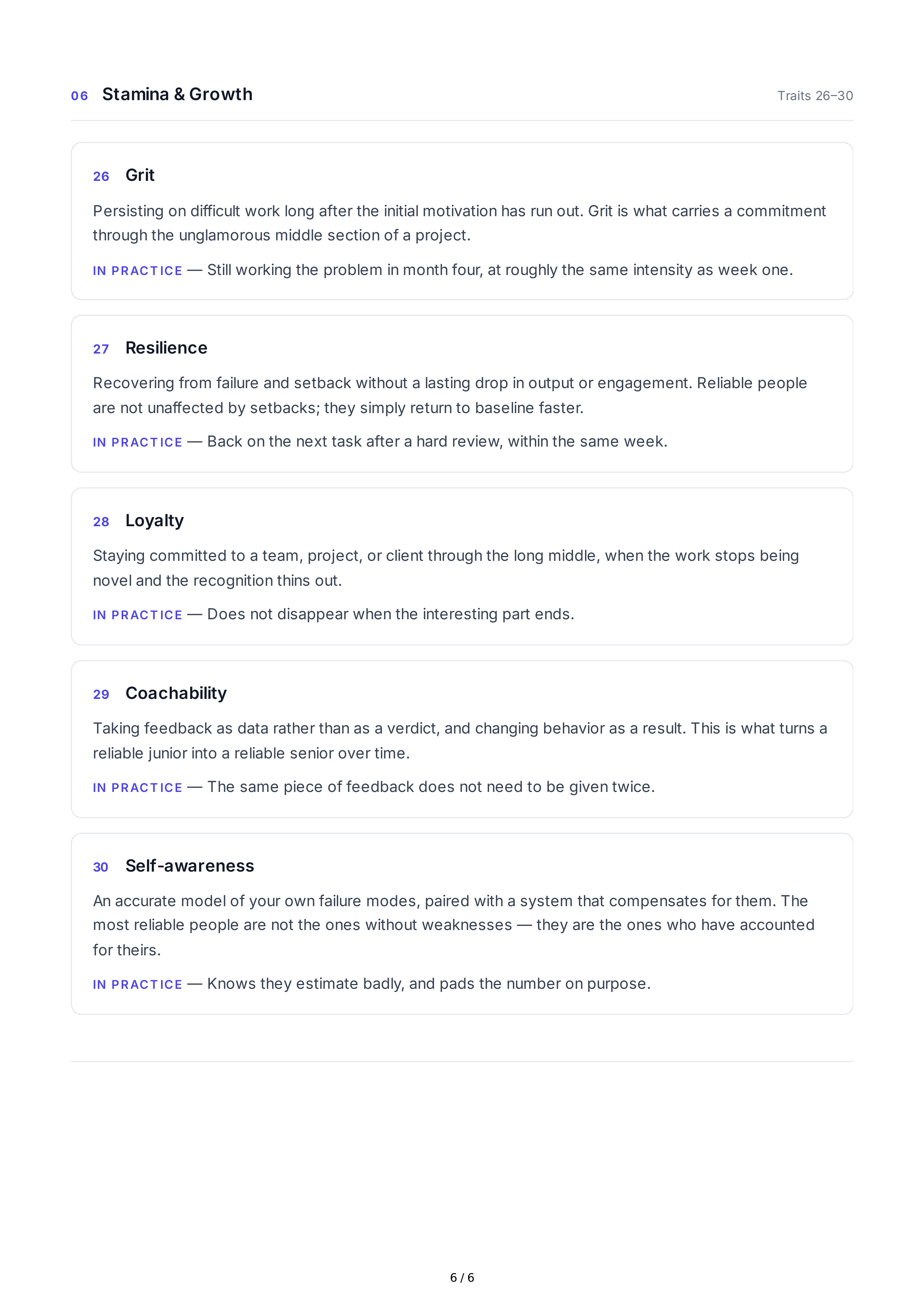 Reliability Personality Traits — page 6