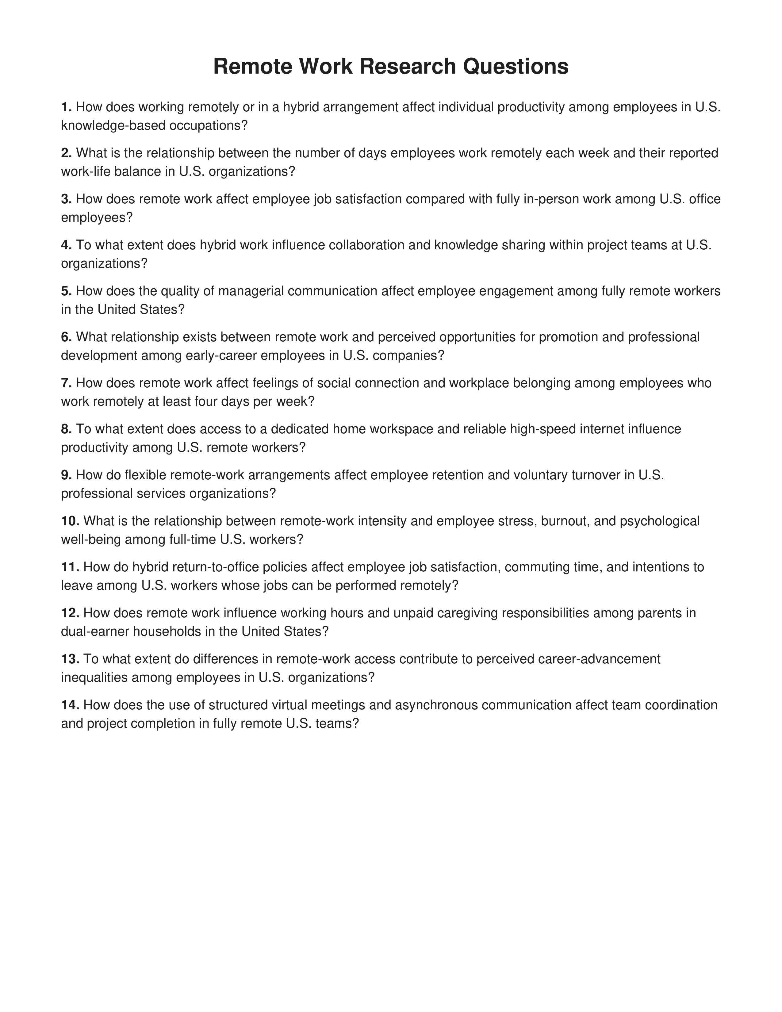 Remote Work Research Questions — page 1