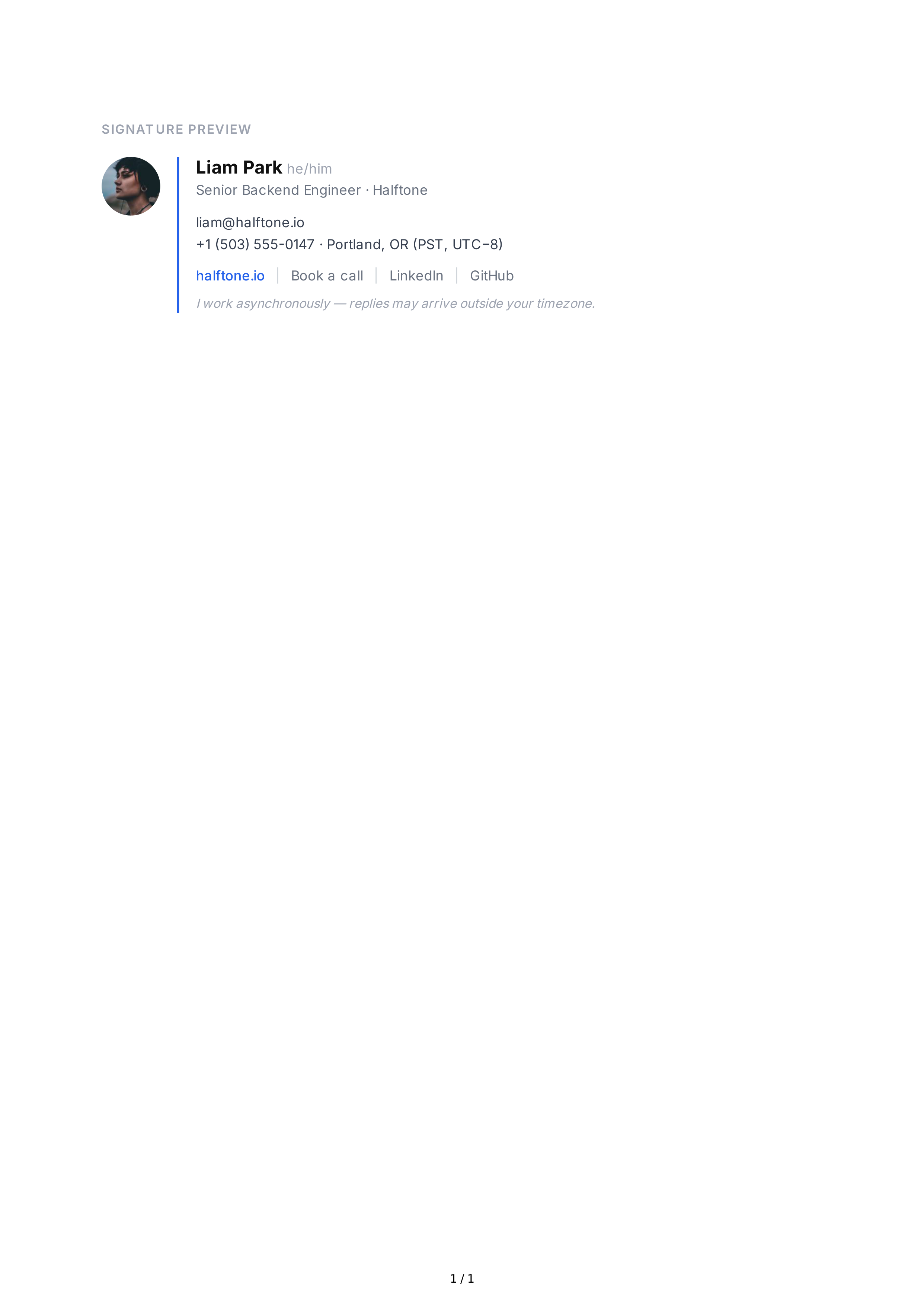 Remote Worker Email Signature — page 1