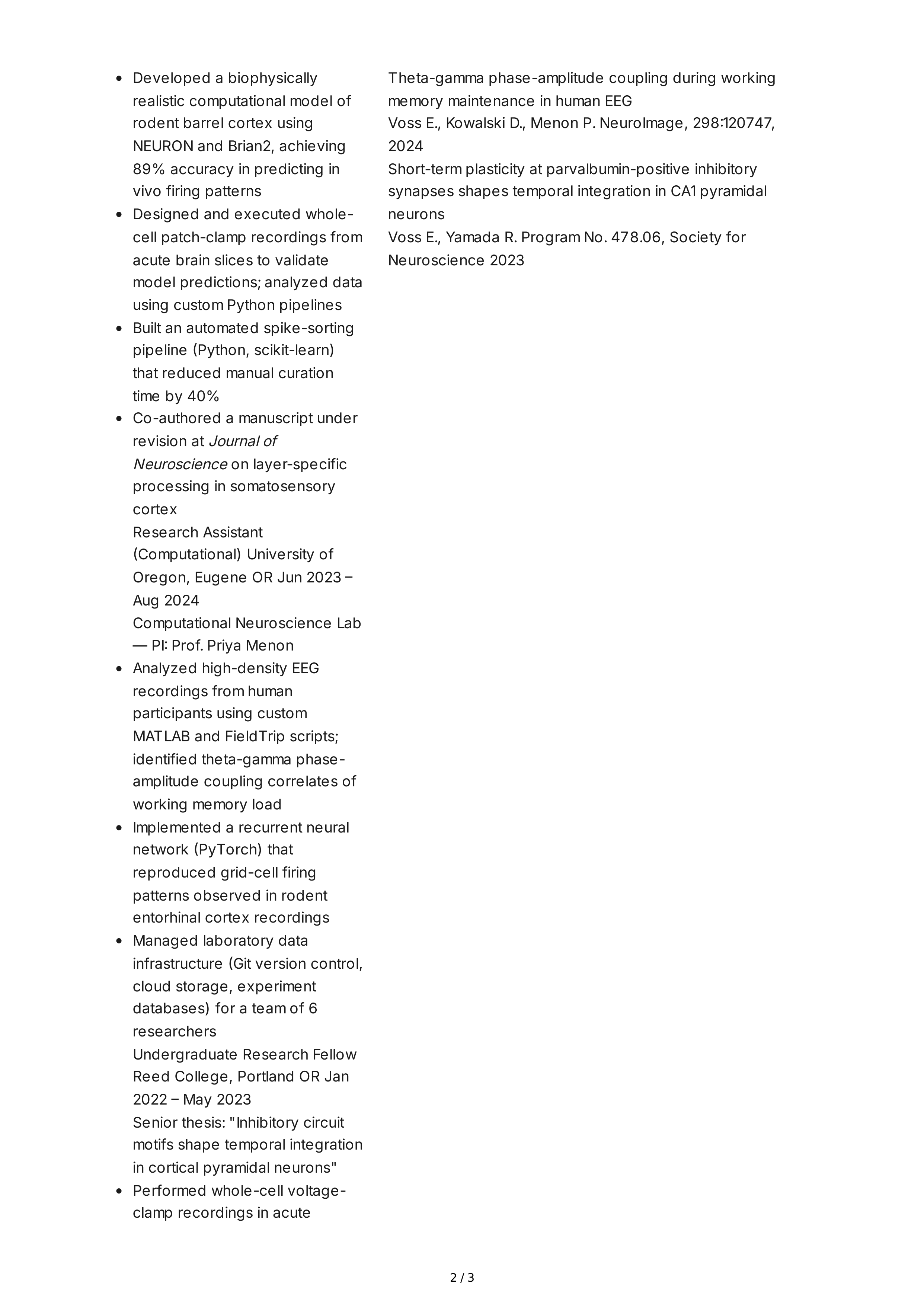 Research Assistant CV — page 2