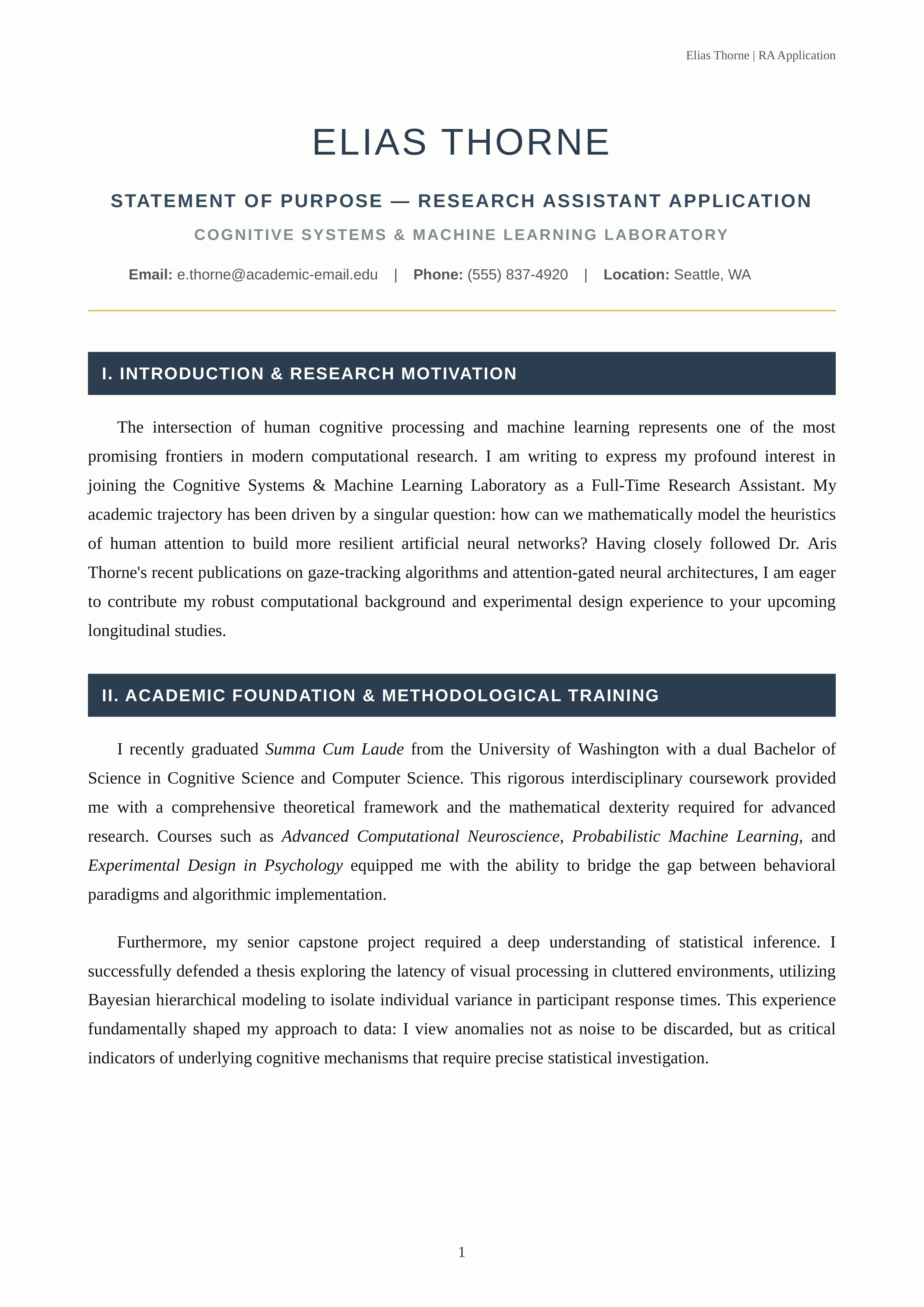 Research Assistant Statement of Purpose — page 1