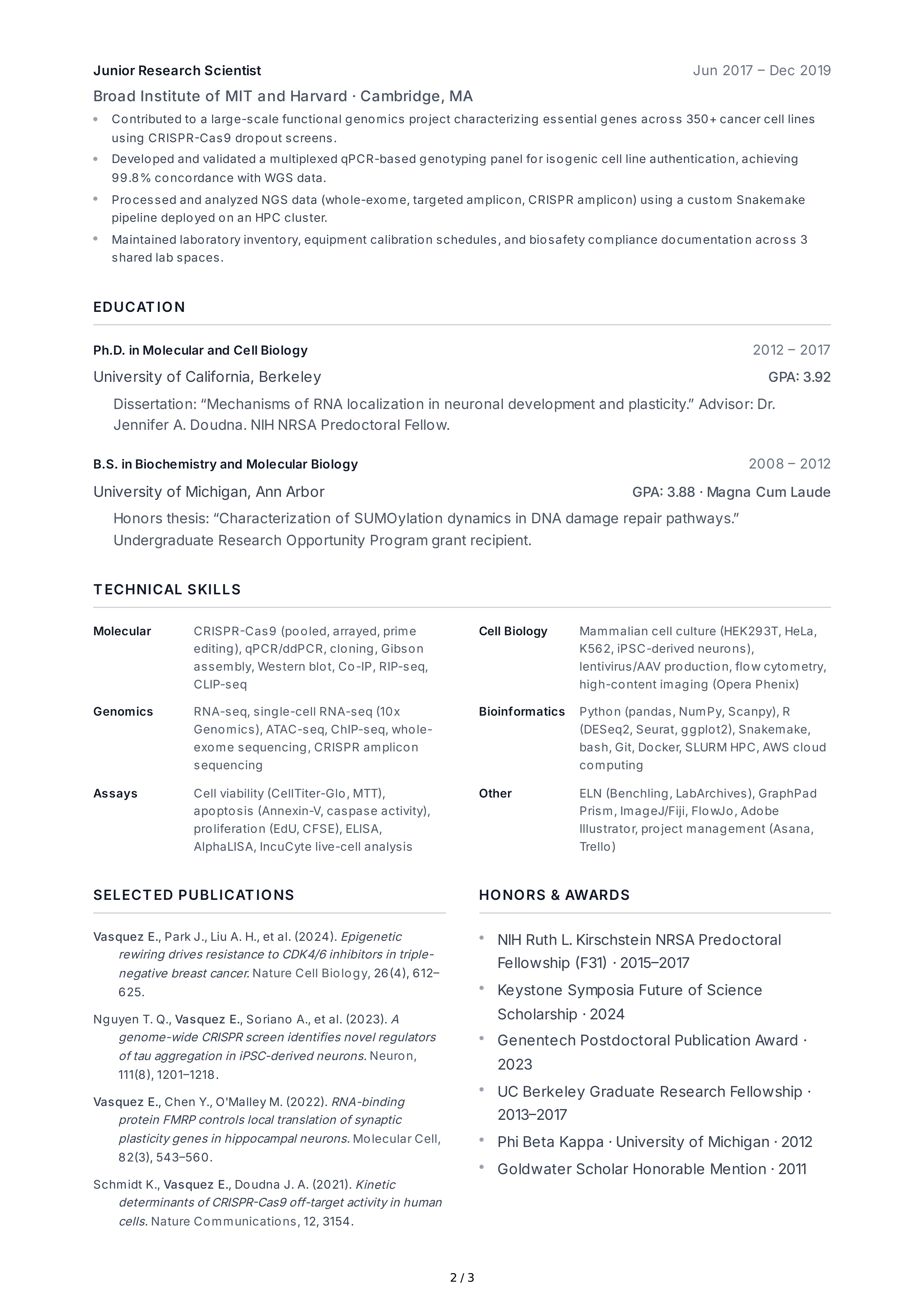 Research Associate CV — page 2