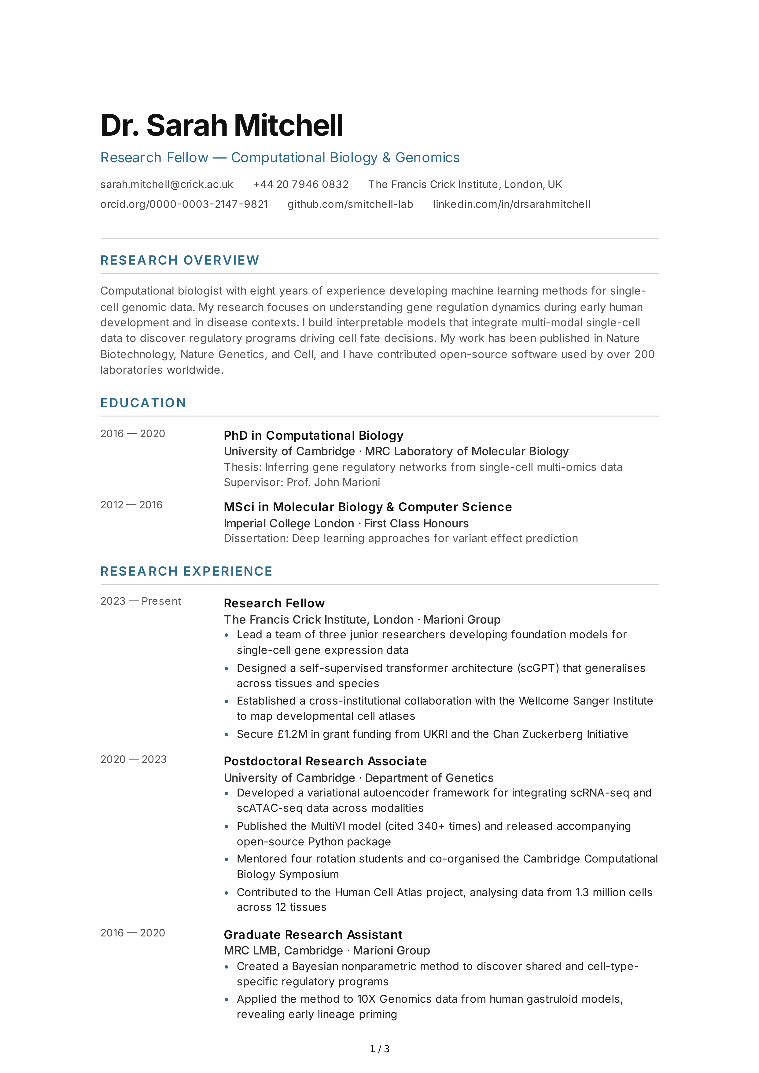 Research Fellow CV — page 1