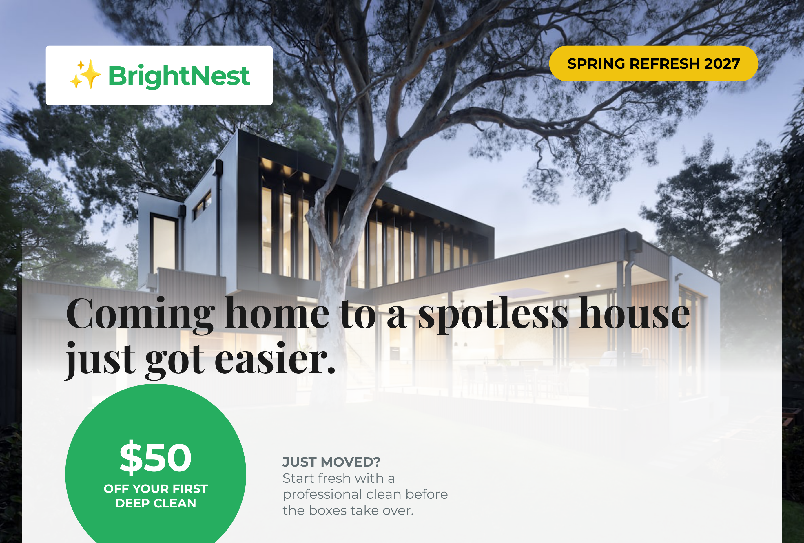 Residential Cleaning Move-In / Spring Refresh Tiered Offer Postcard — page 1