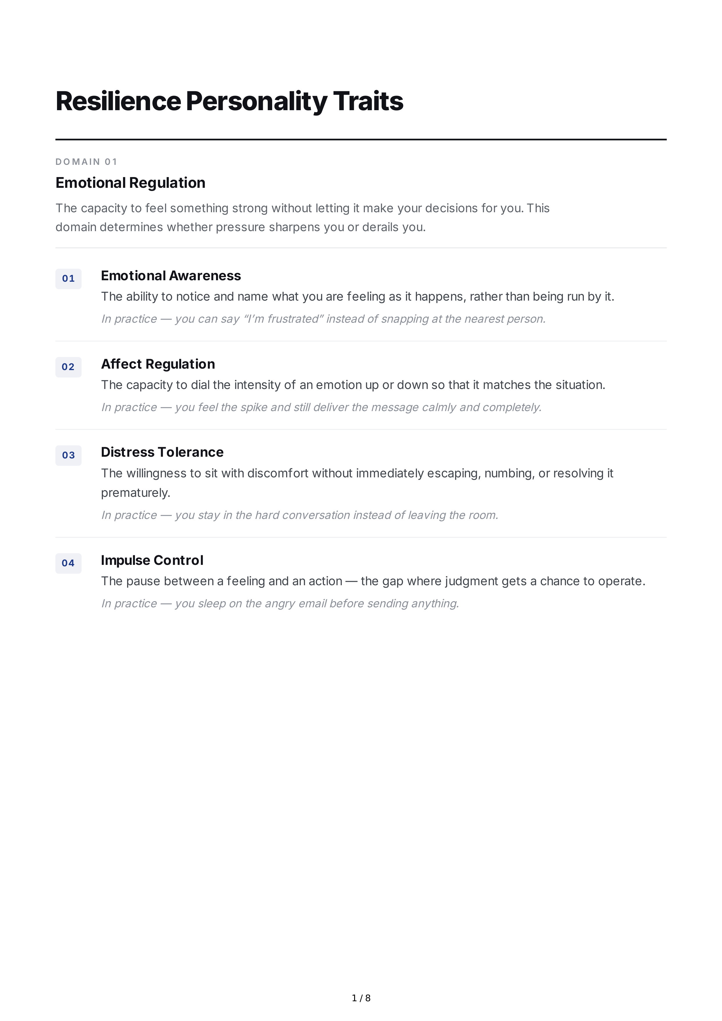 Resilience Personality Traits — page 1