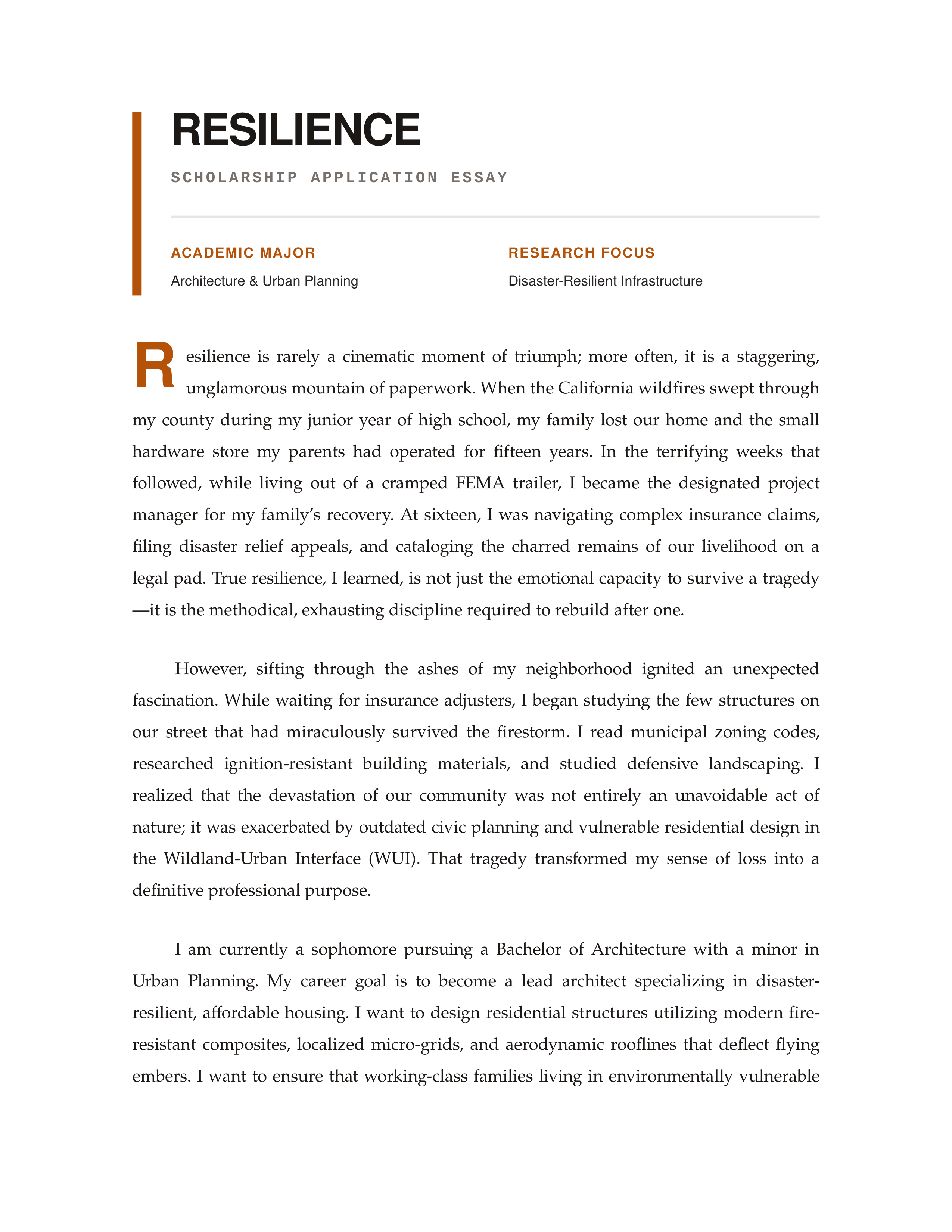 Resilience Scholarship Essay — page 1