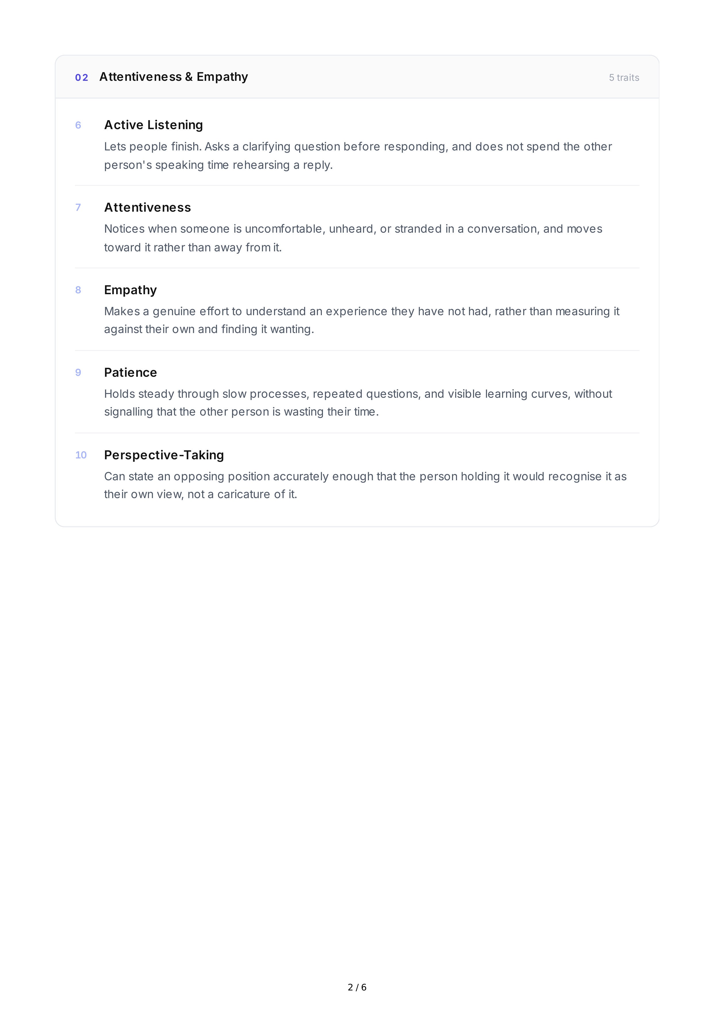 Respectfulness Personality Traits — page 2