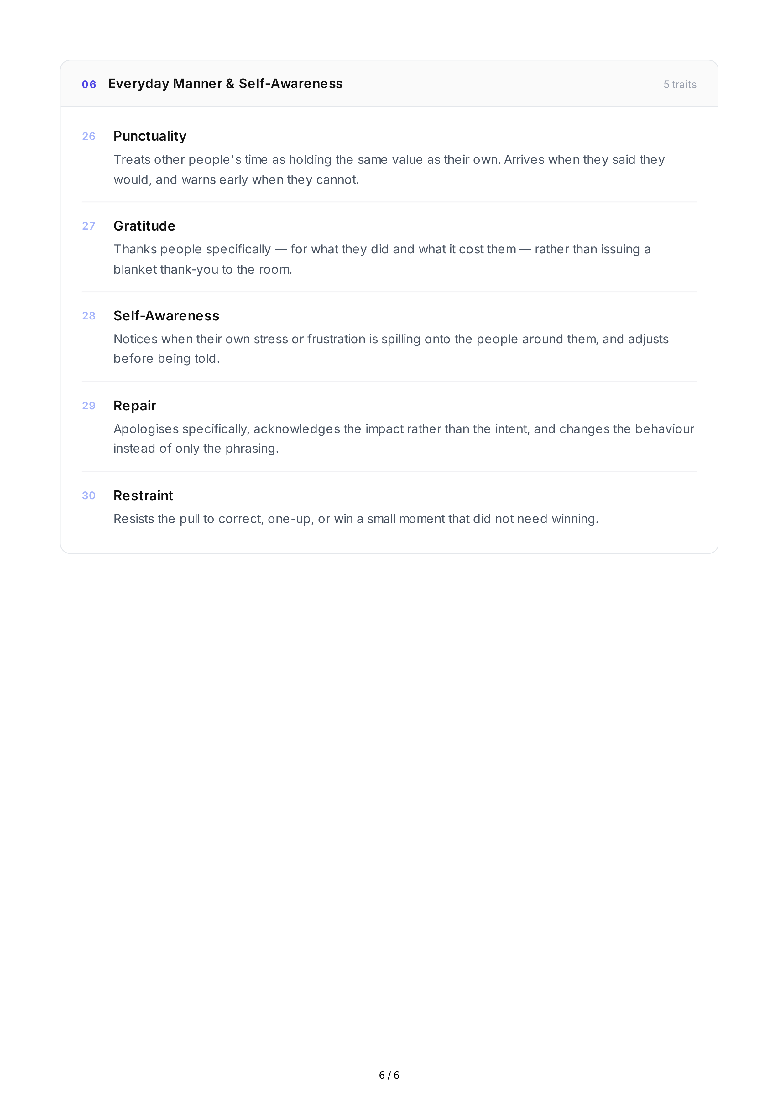 Respectfulness Personality Traits — page 6