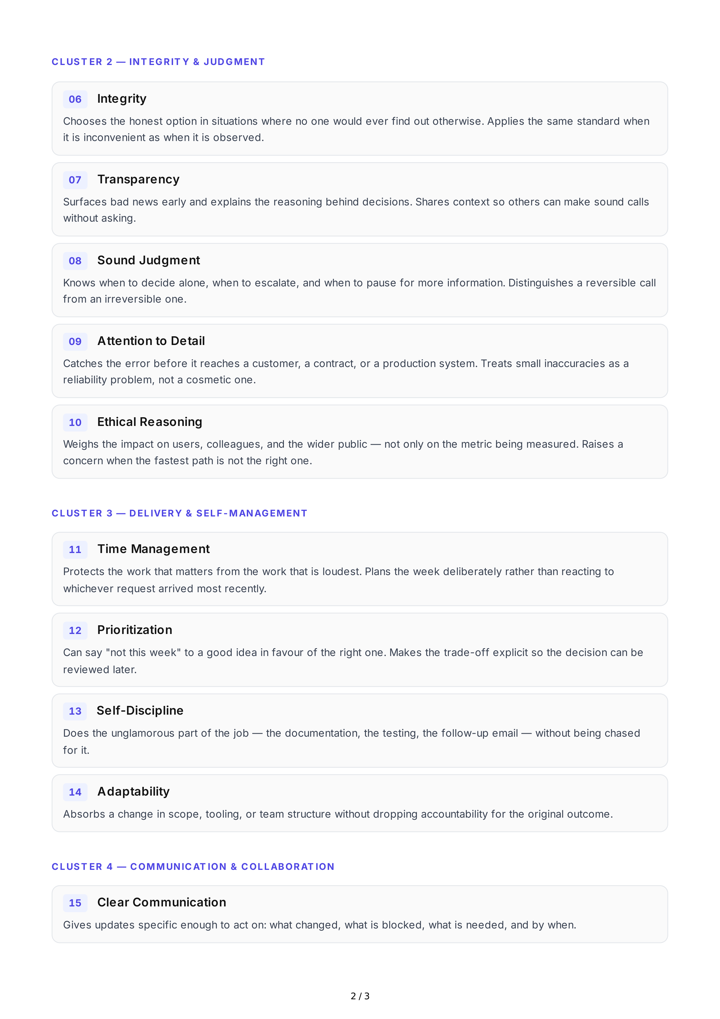 Responsibility Soft Skills — page 2