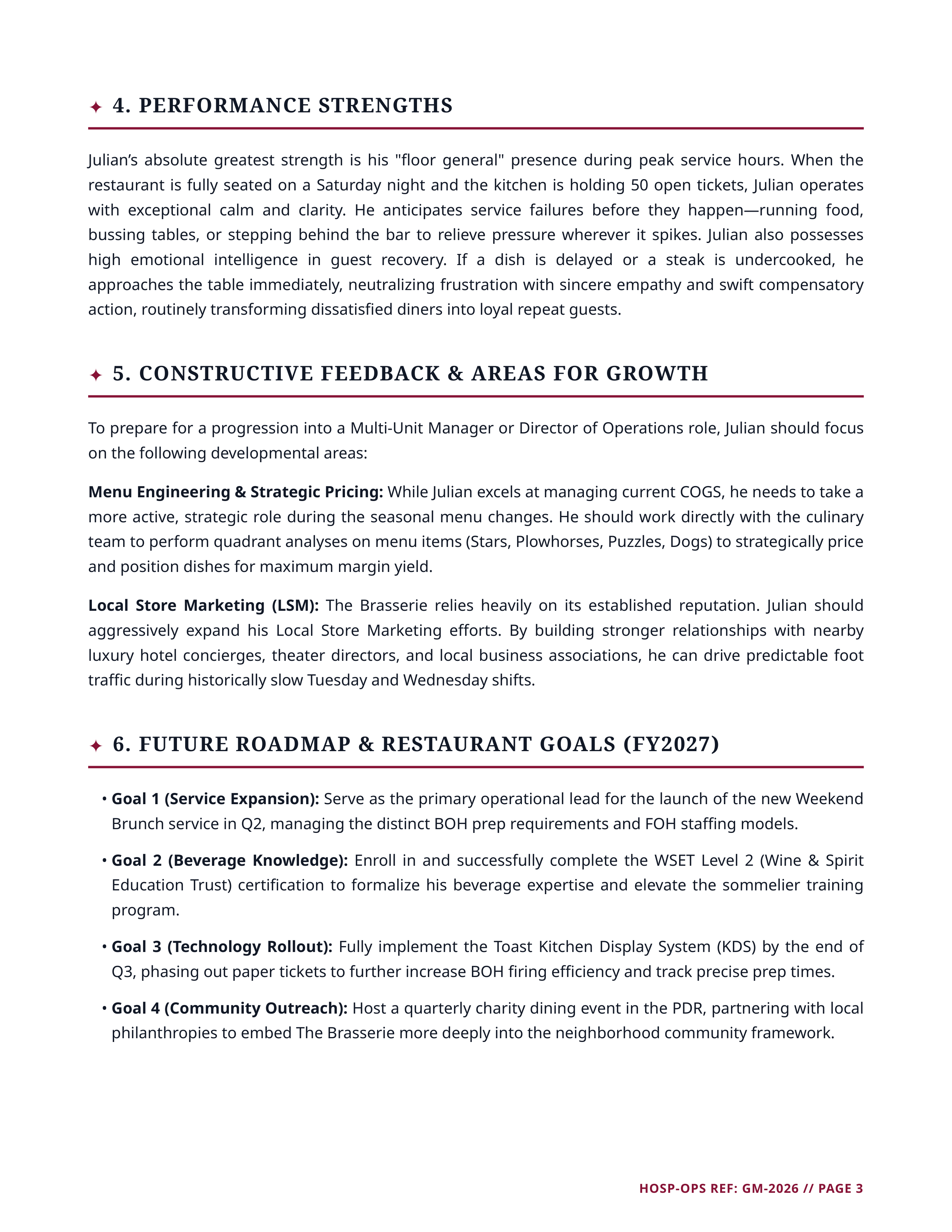 Restaurant Manager Performance Review — page 3