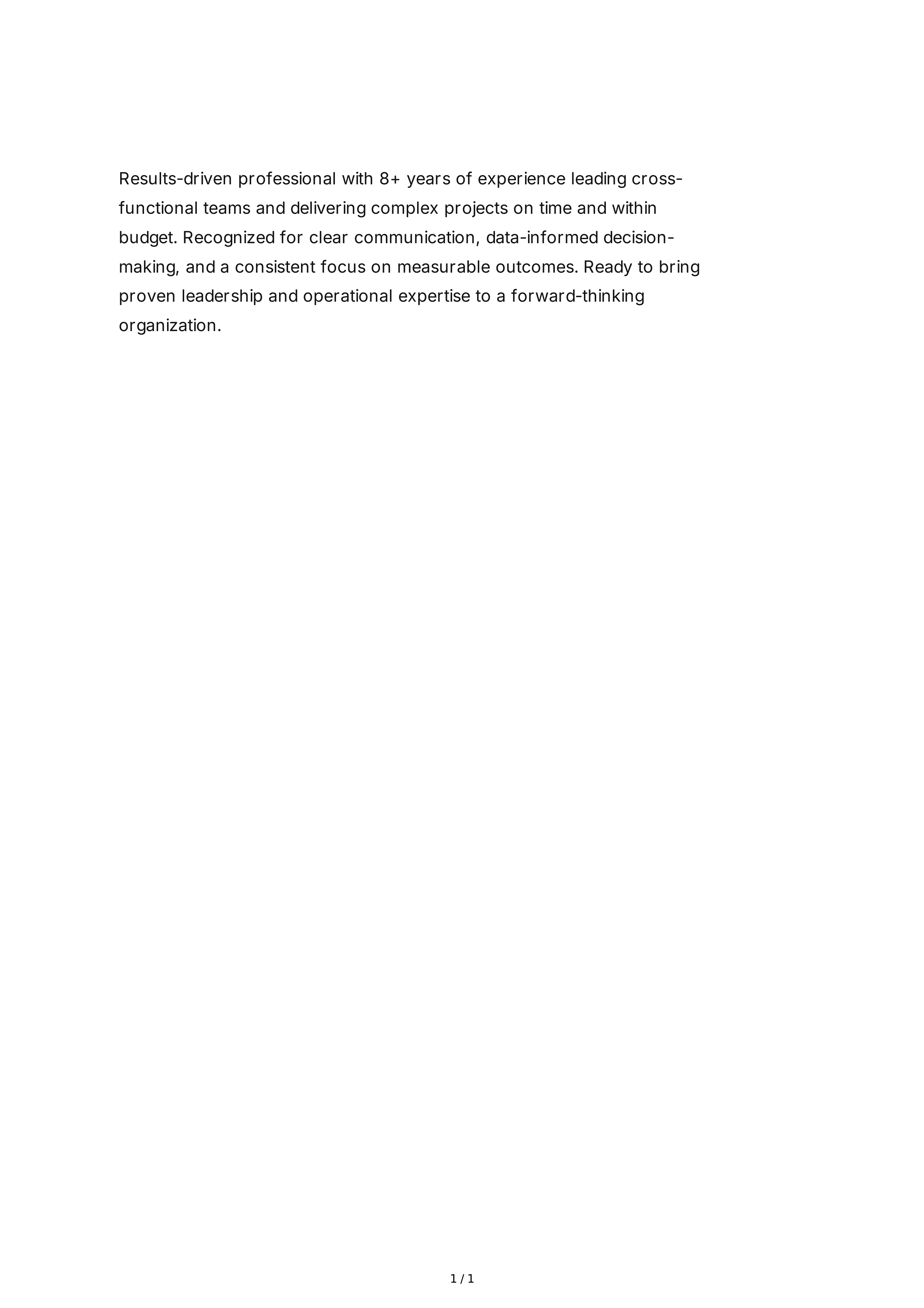 Resume Conclusion Paragraph — page 1