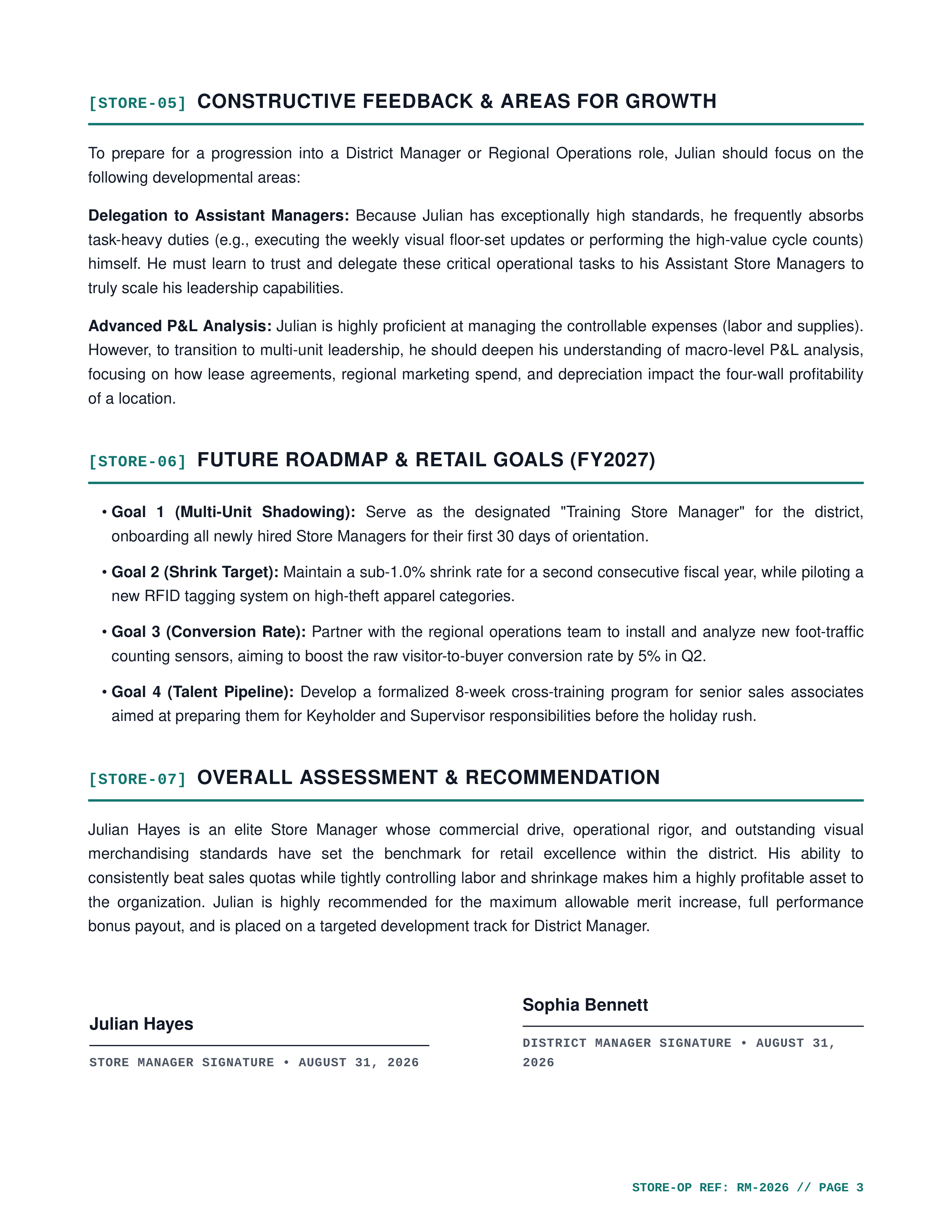 Retail Manager Performance Review — page 3