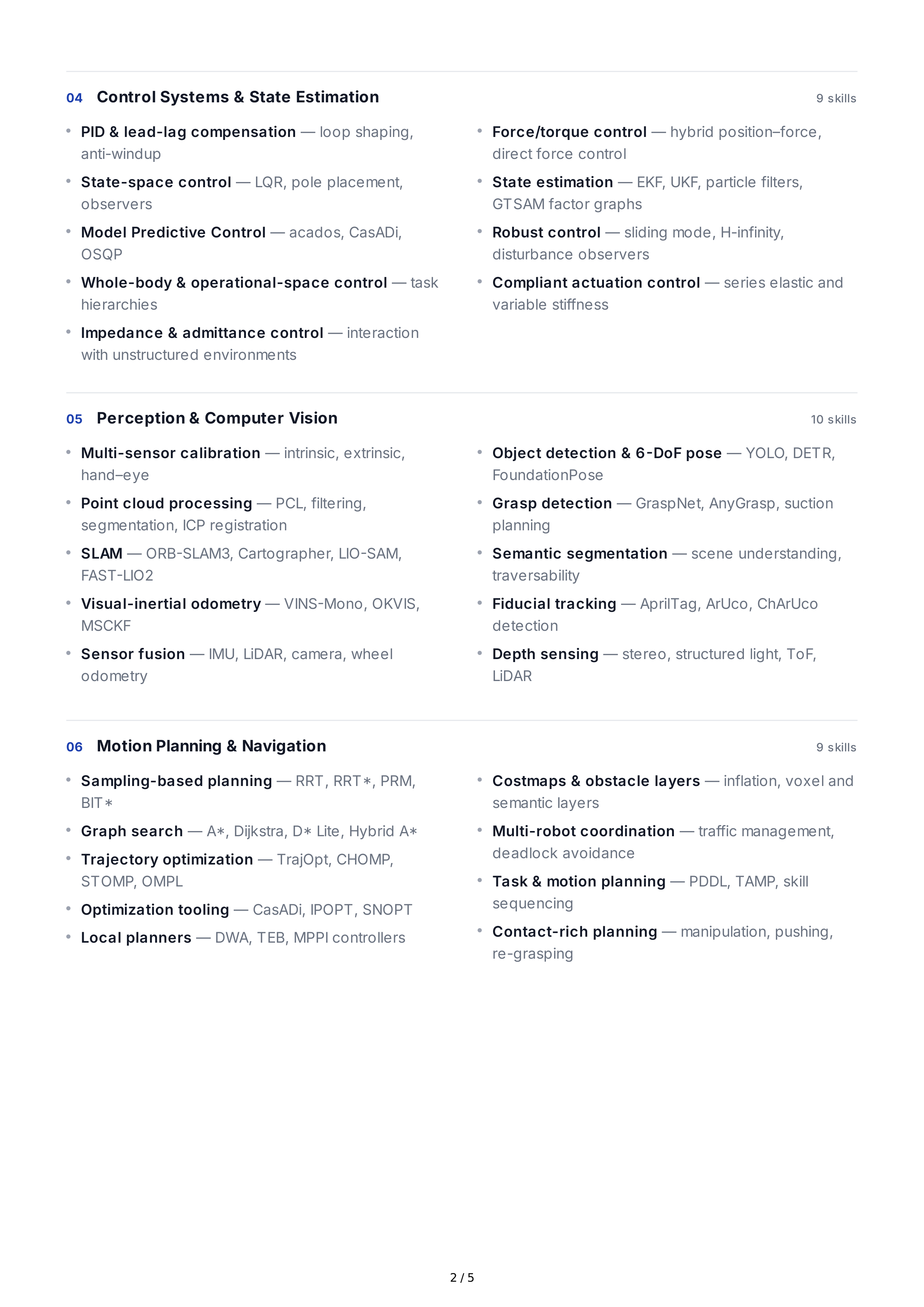 Robotics Technical Skills — page 2