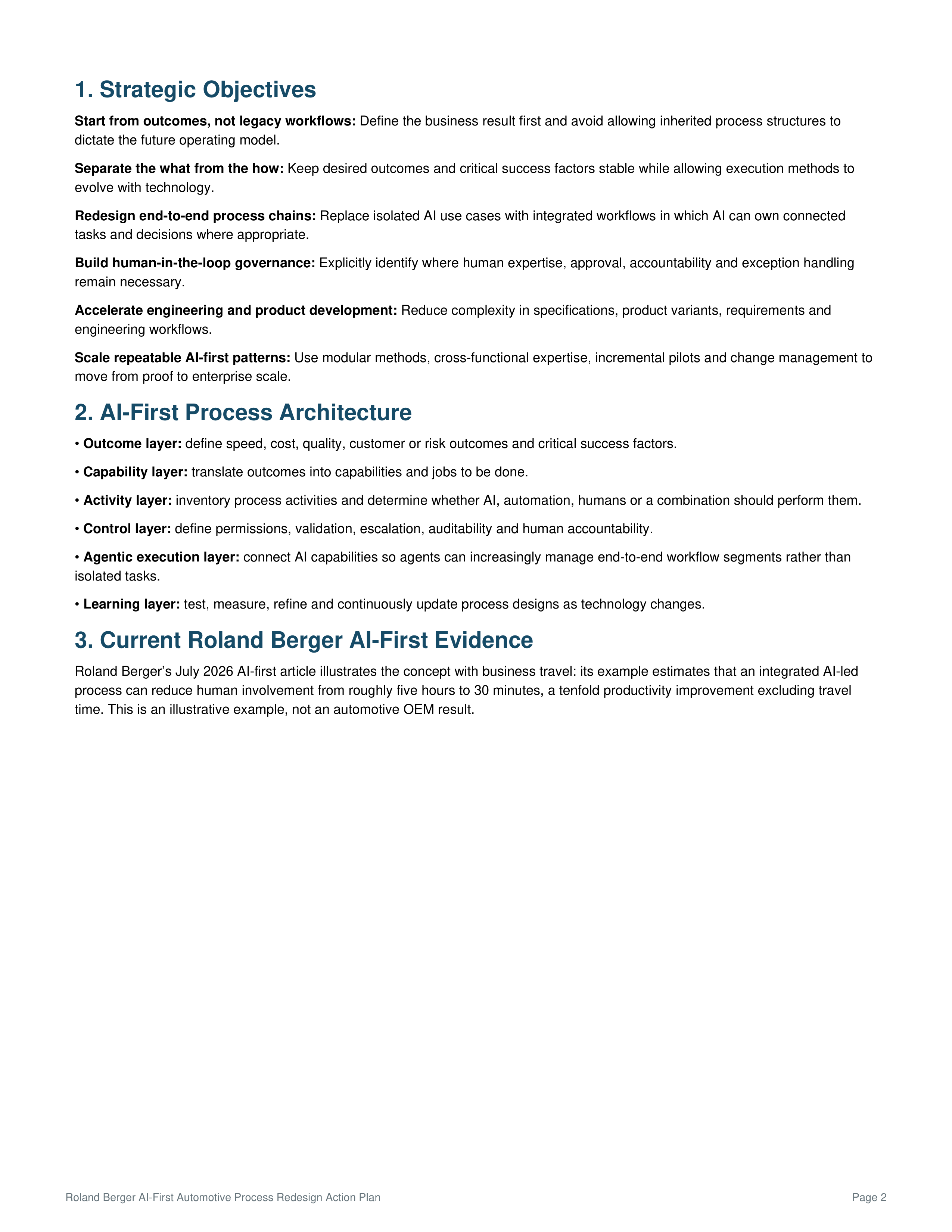 Roland Berger AI-First Automotive Process Redesign Action Plan — page 2
