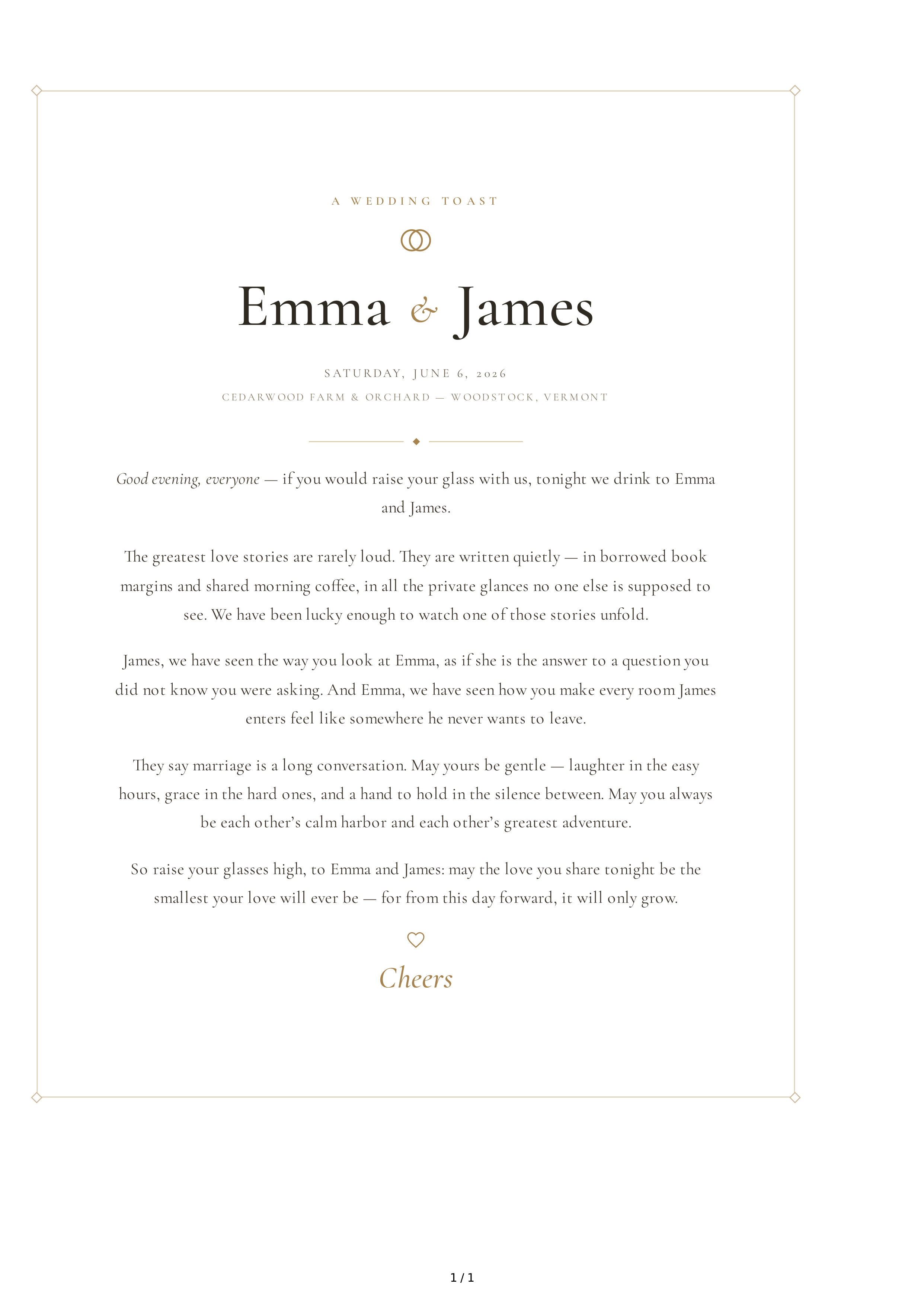 Romantic Wedding Toast — page 1