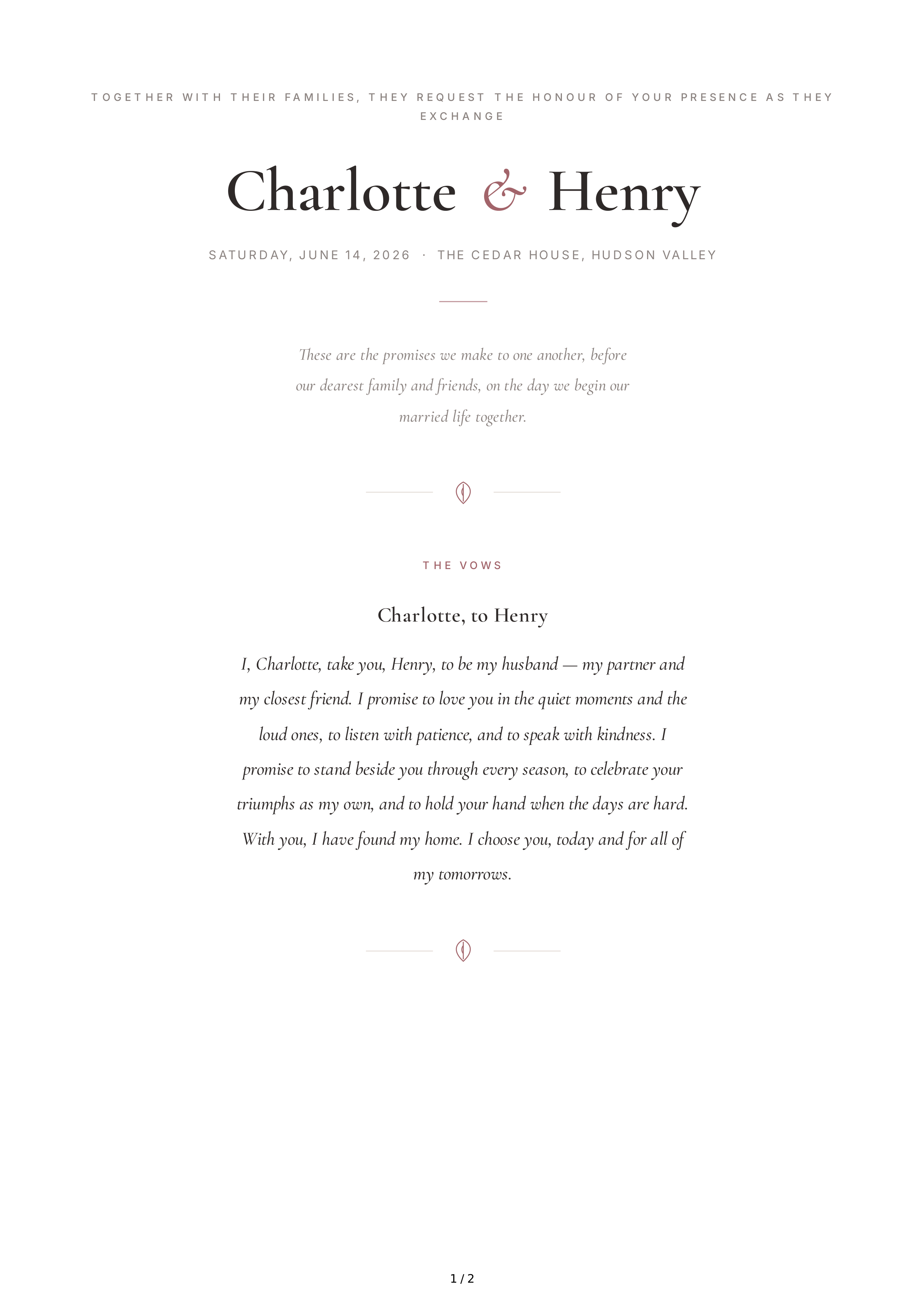 Romantic Wedding Vows — page 1