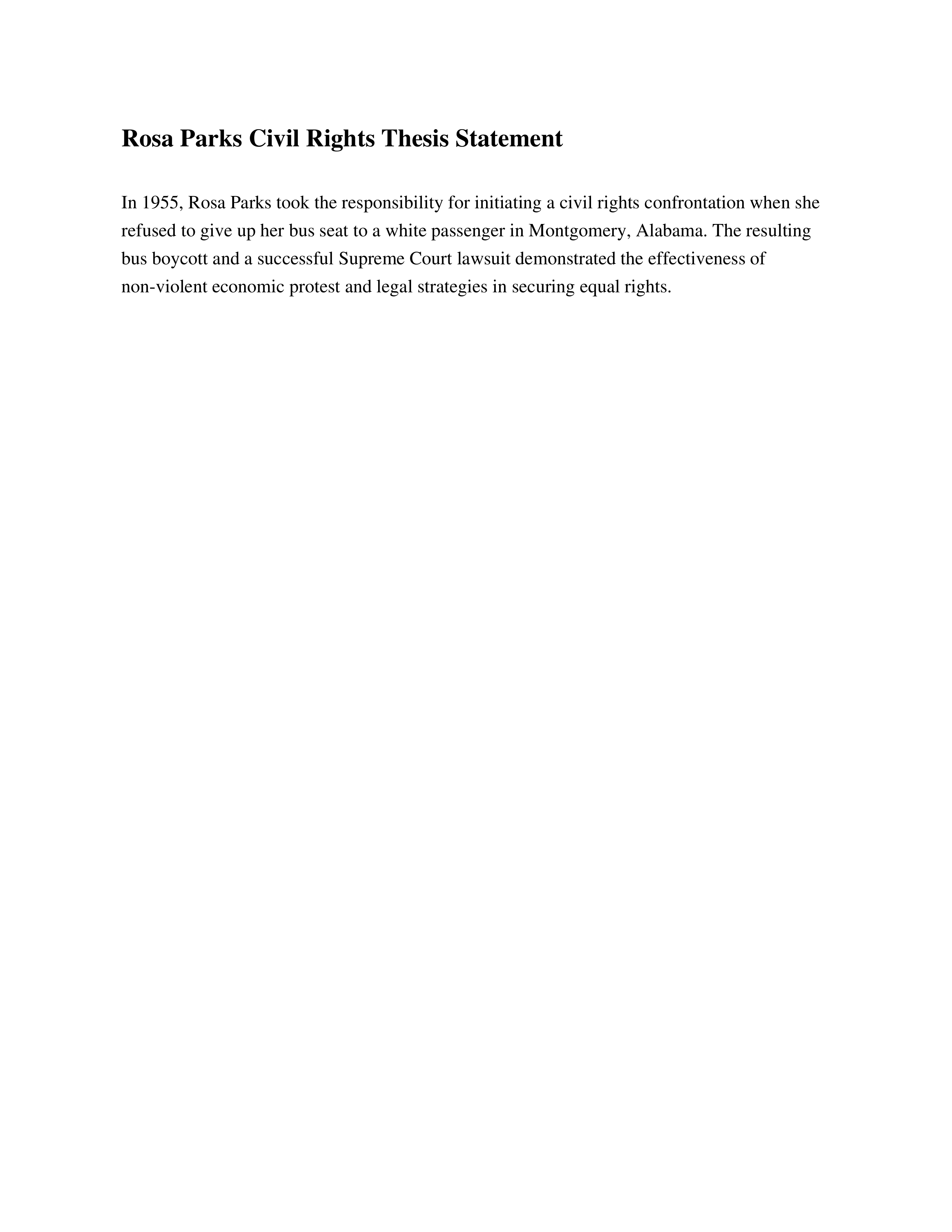 Rosa Parks Civil Rights Thesis Statement — page 1