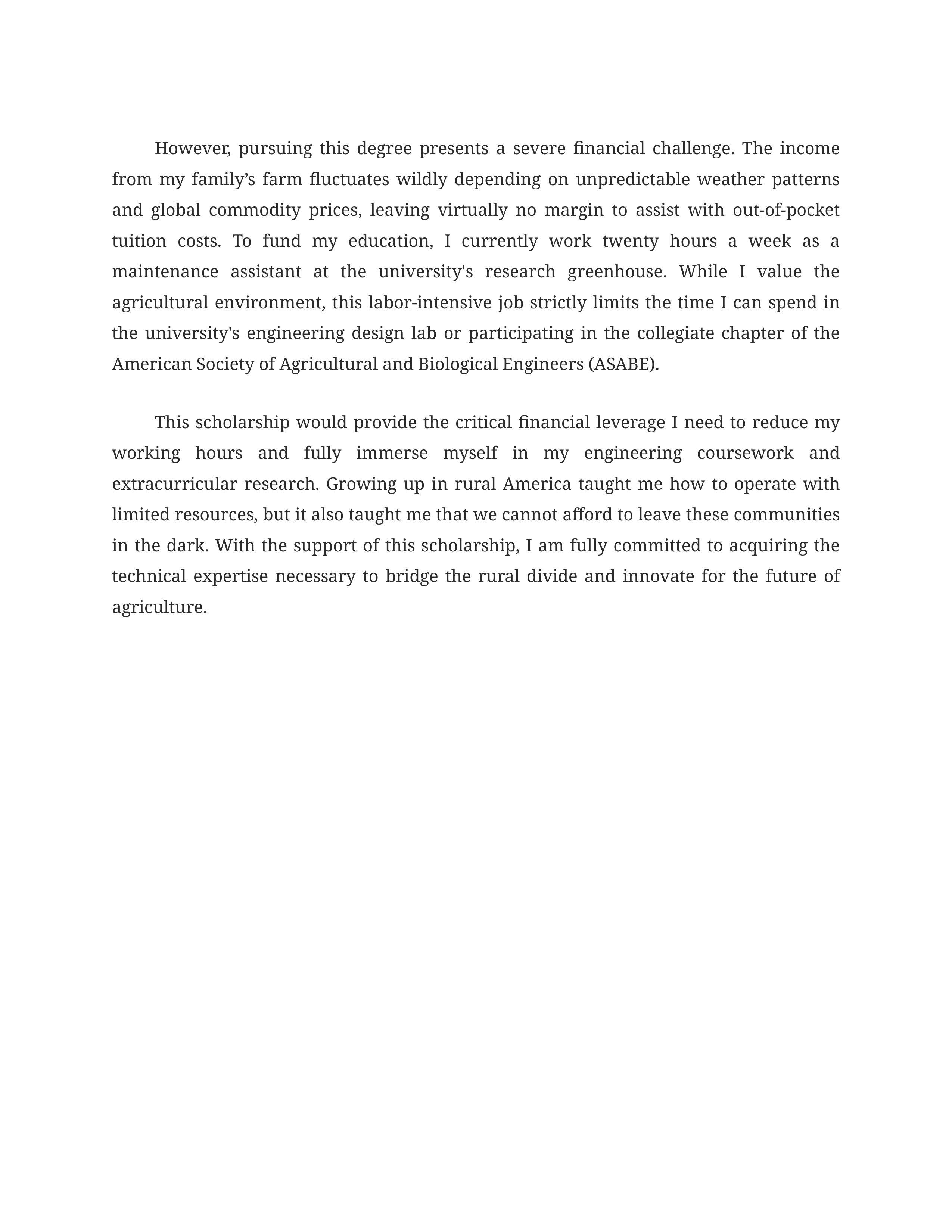 Rural Student Scholarship Essay — page 2