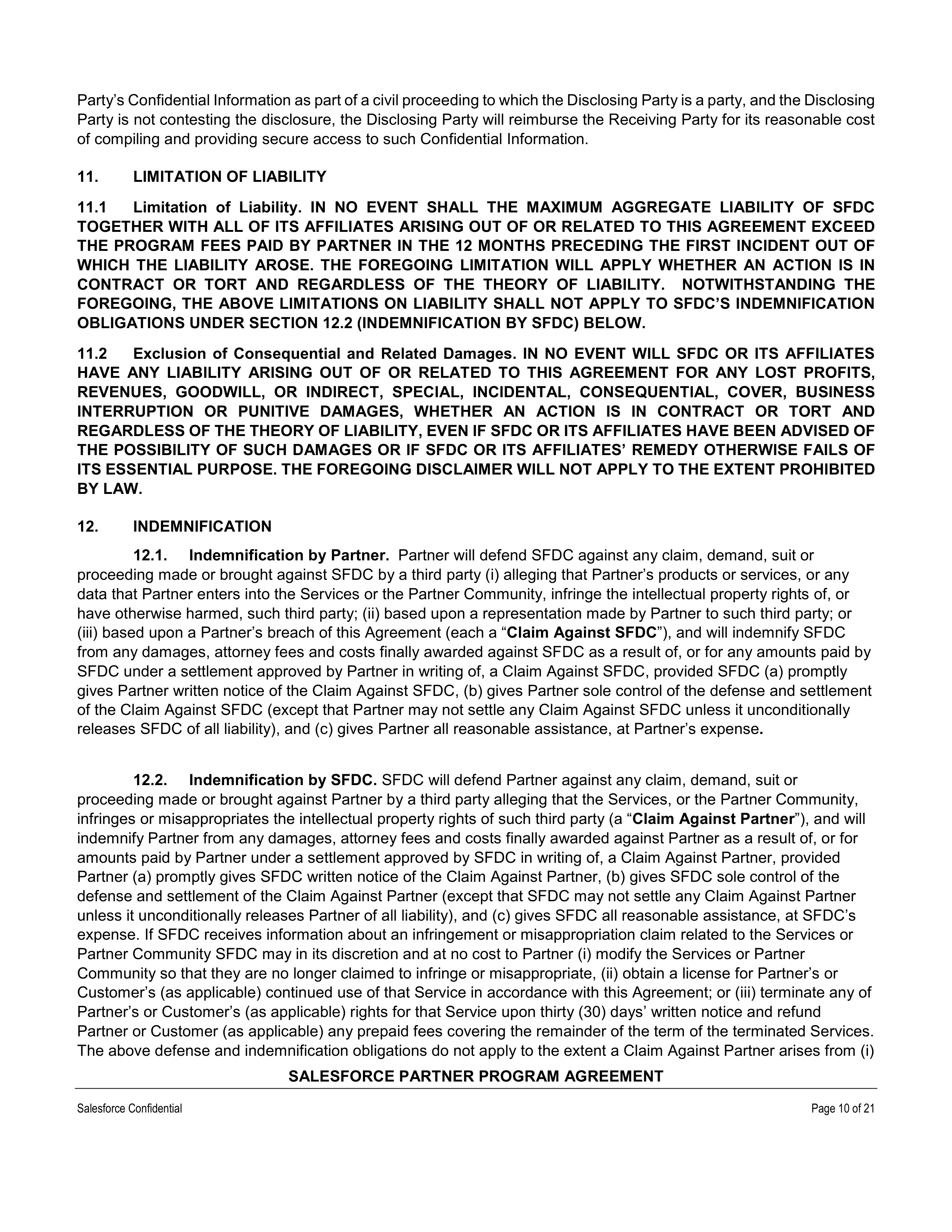 SALESFORCE PARTNER PROGRAM AGREEMENT — page 10