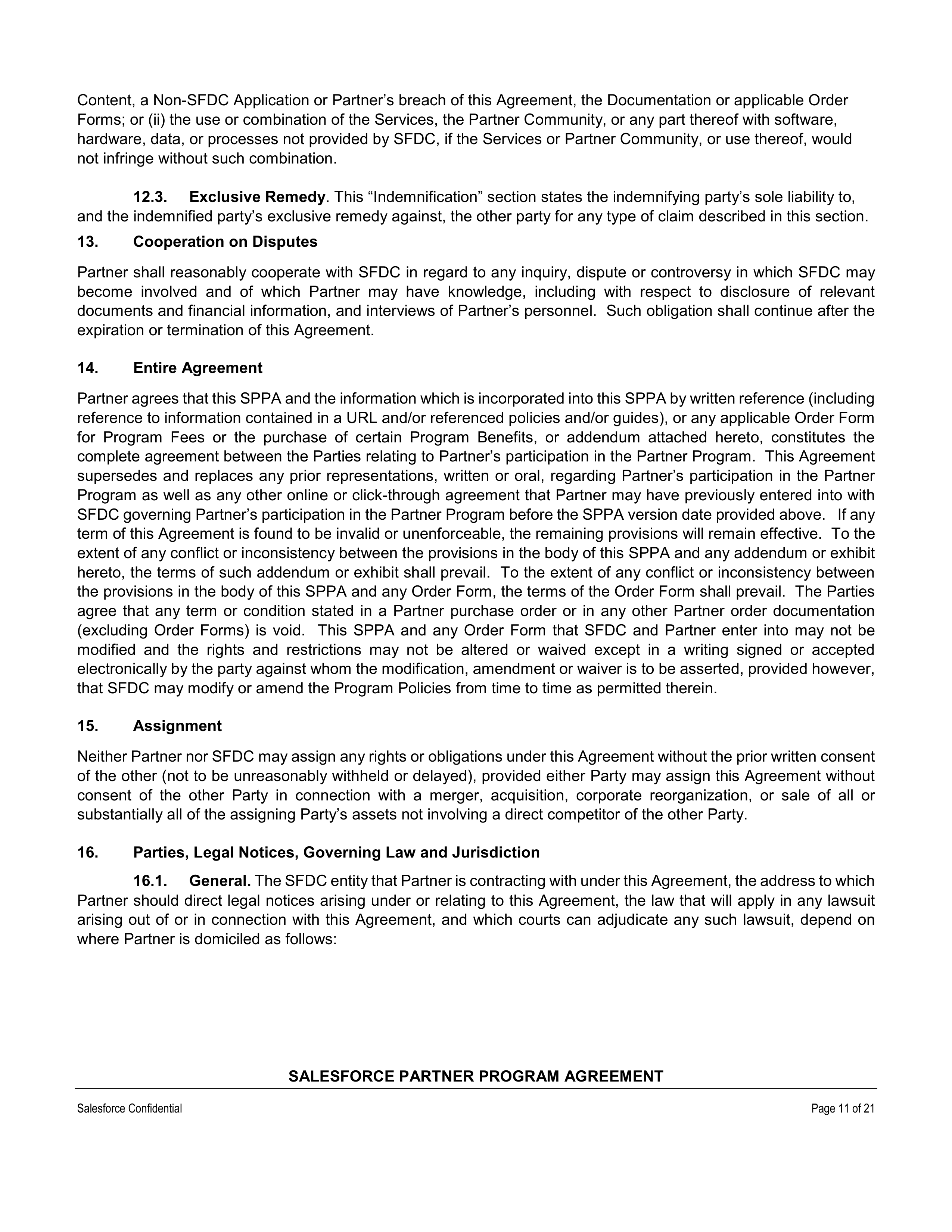 SALESFORCE PARTNER PROGRAM AGREEMENT — page 11