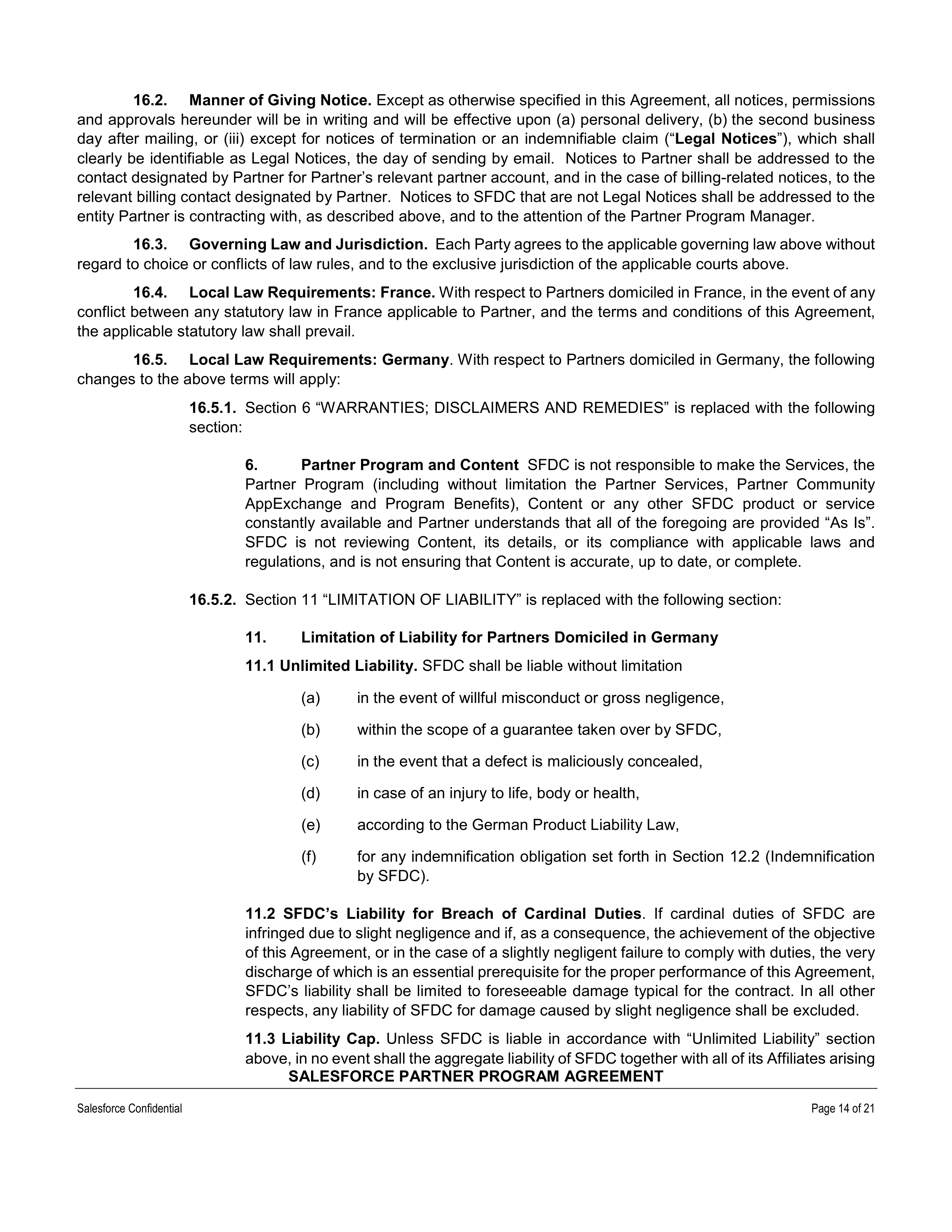 SALESFORCE PARTNER PROGRAM AGREEMENT — page 14