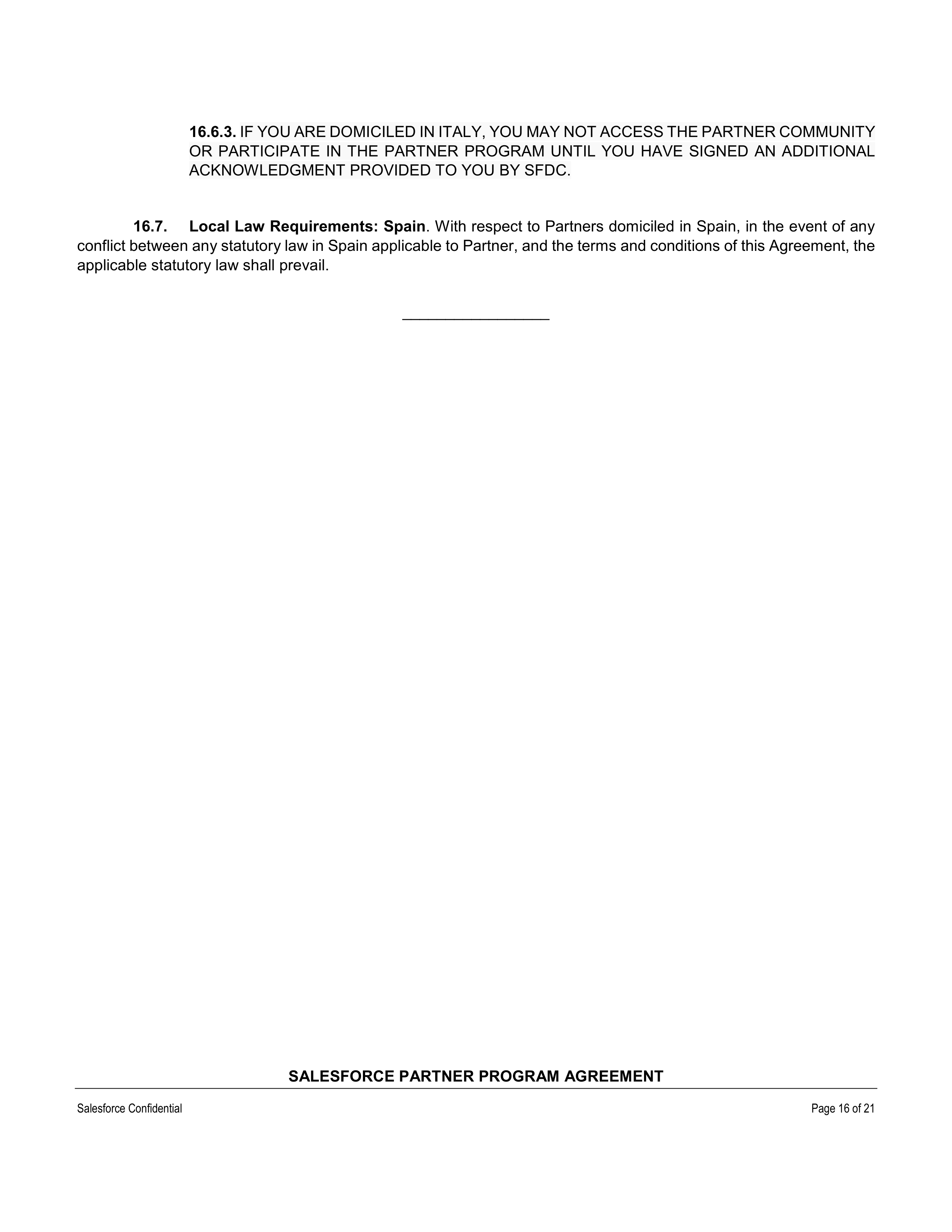 SALESFORCE PARTNER PROGRAM AGREEMENT — page 16