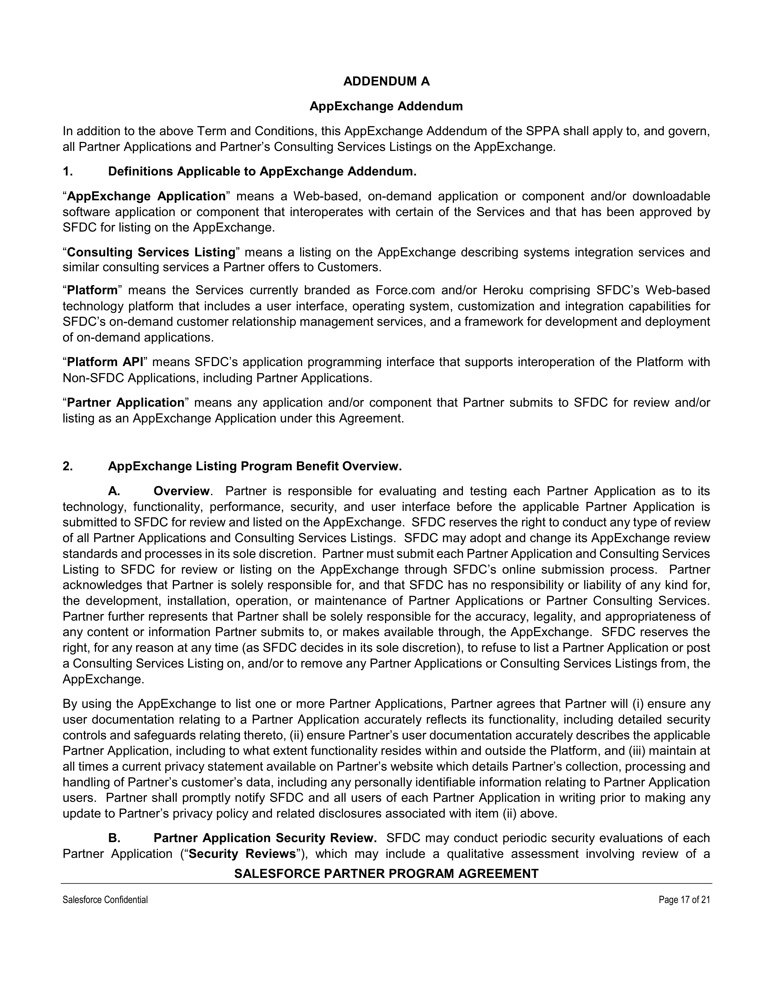 SALESFORCE PARTNER PROGRAM AGREEMENT — page 17