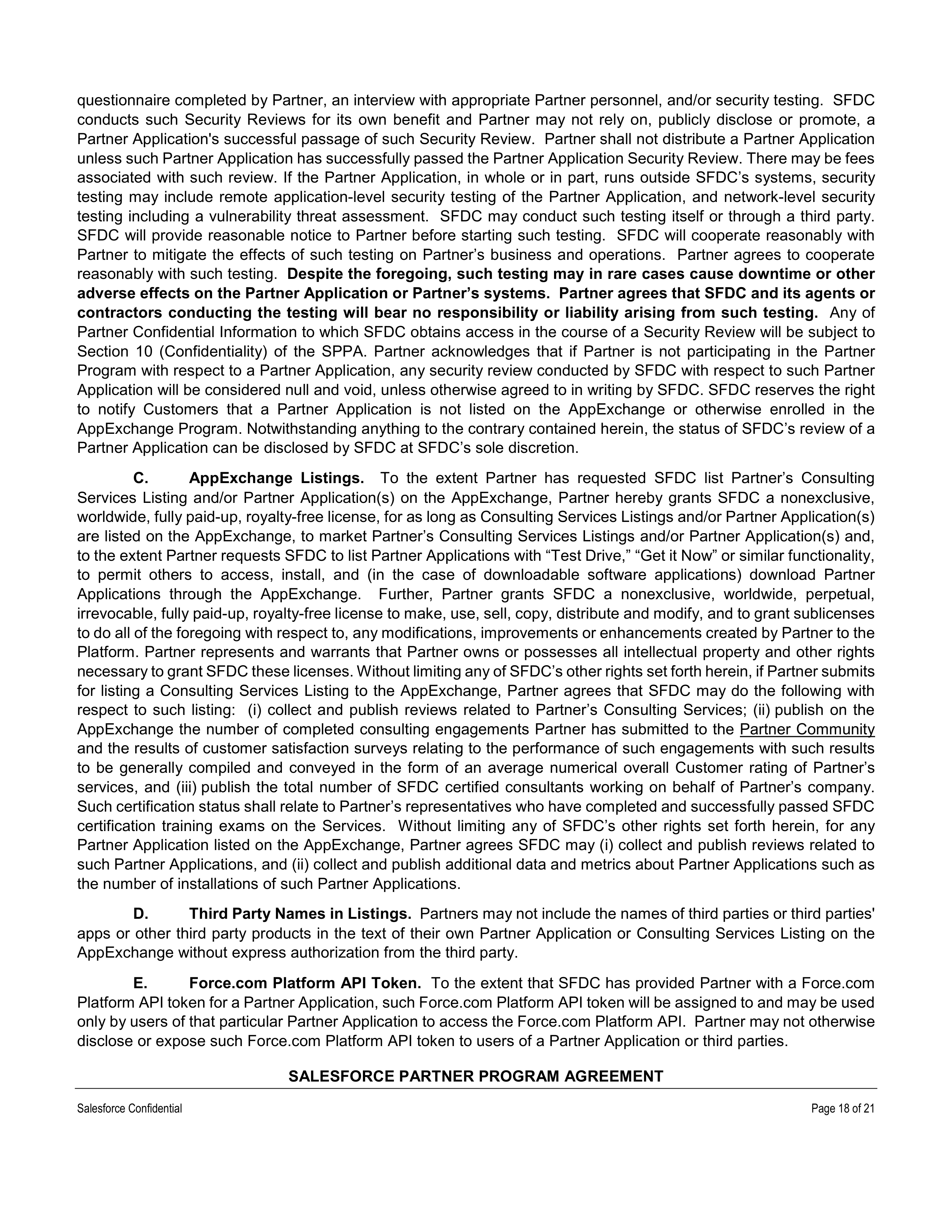 SALESFORCE PARTNER PROGRAM AGREEMENT — page 18