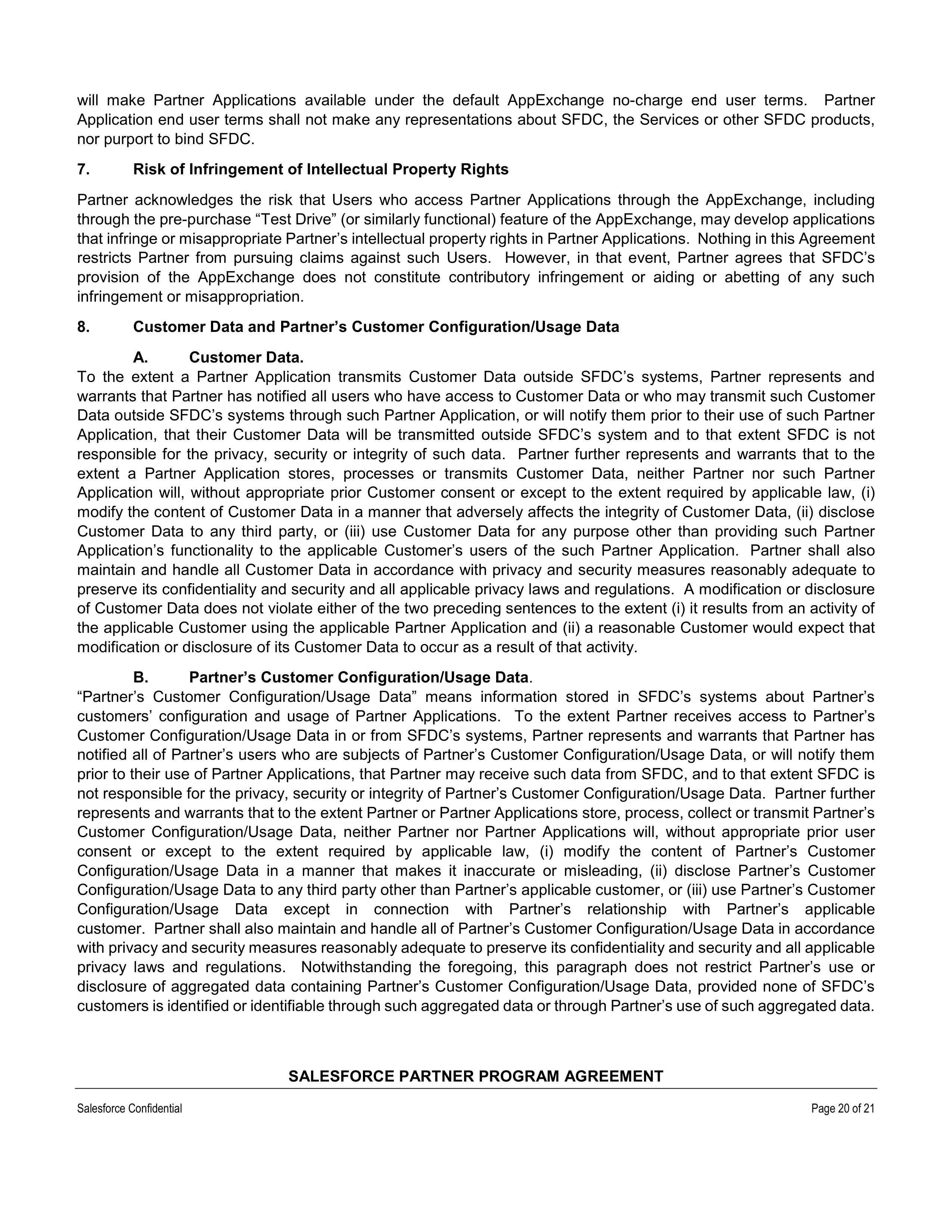 SALESFORCE PARTNER PROGRAM AGREEMENT — page 20