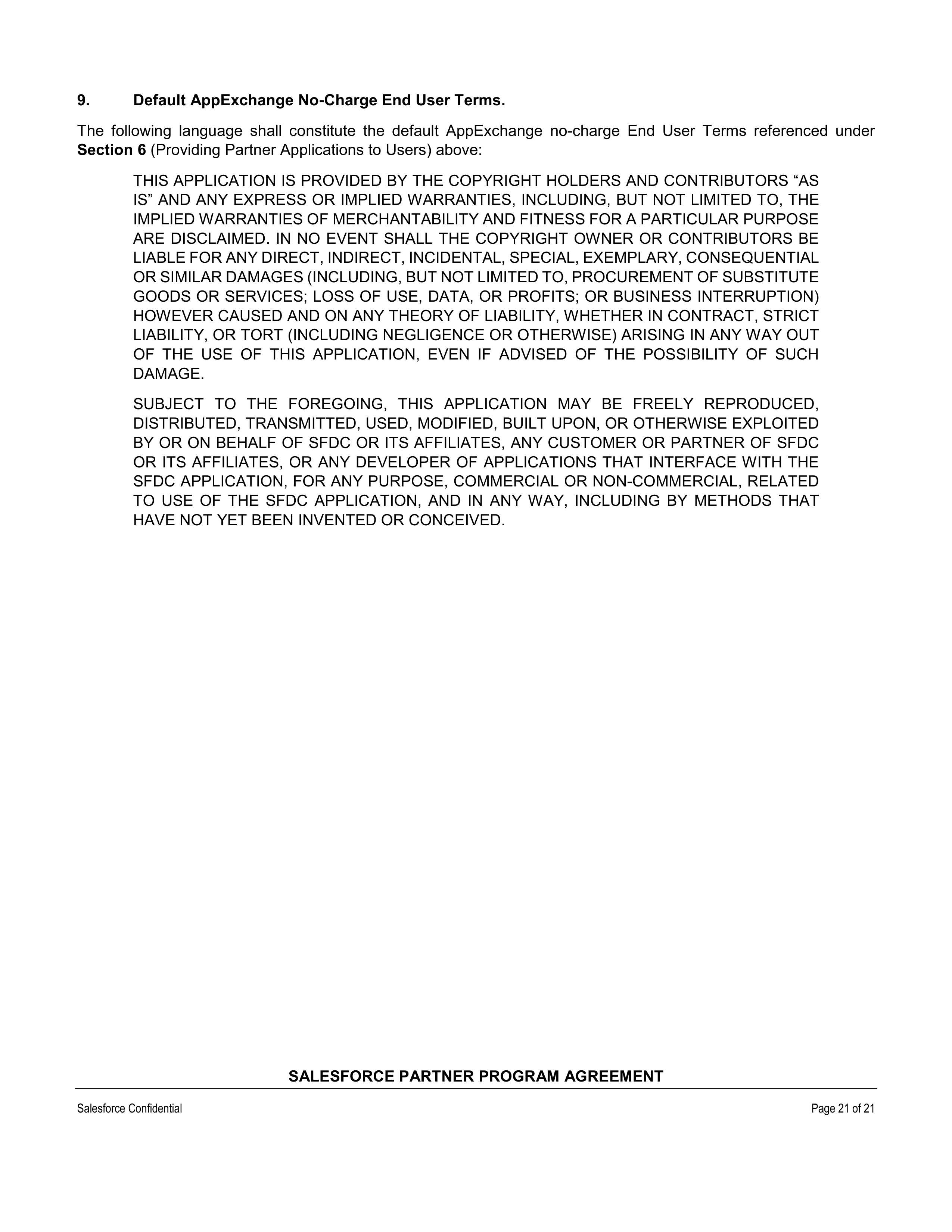 SALESFORCE PARTNER PROGRAM AGREEMENT — page 21