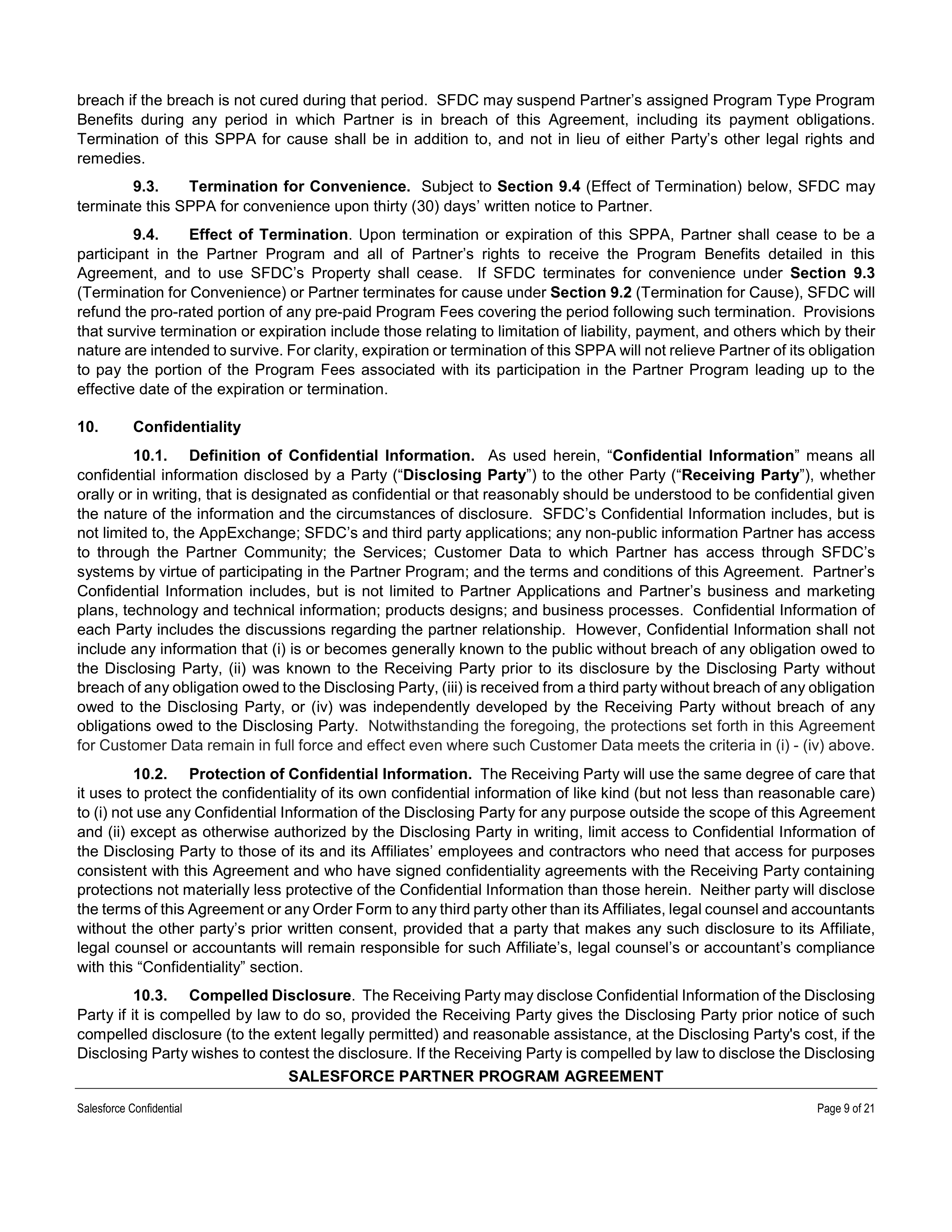 SALESFORCE PARTNER PROGRAM AGREEMENT — page 9