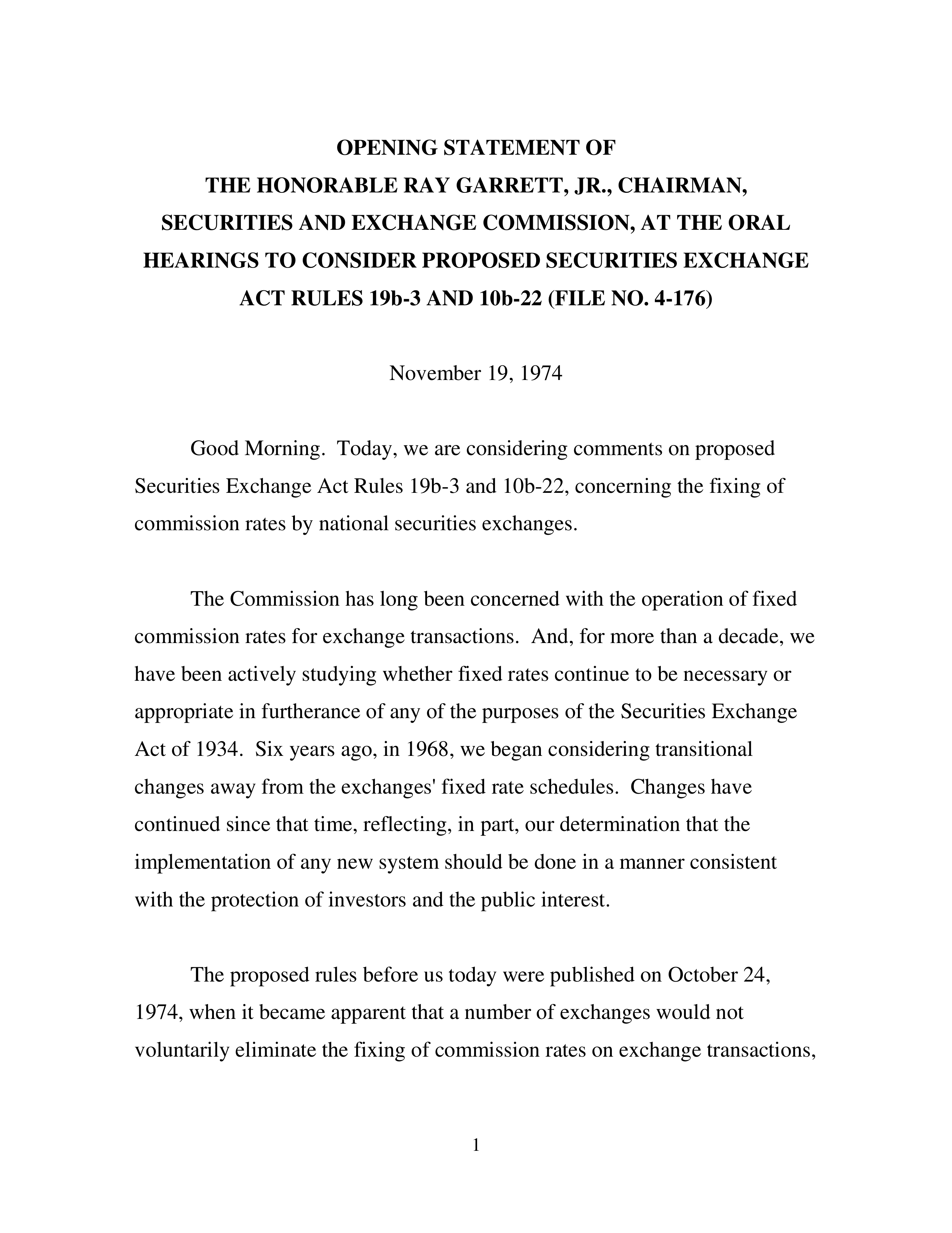 SEC Rules Hearing Opening Statement — page 1