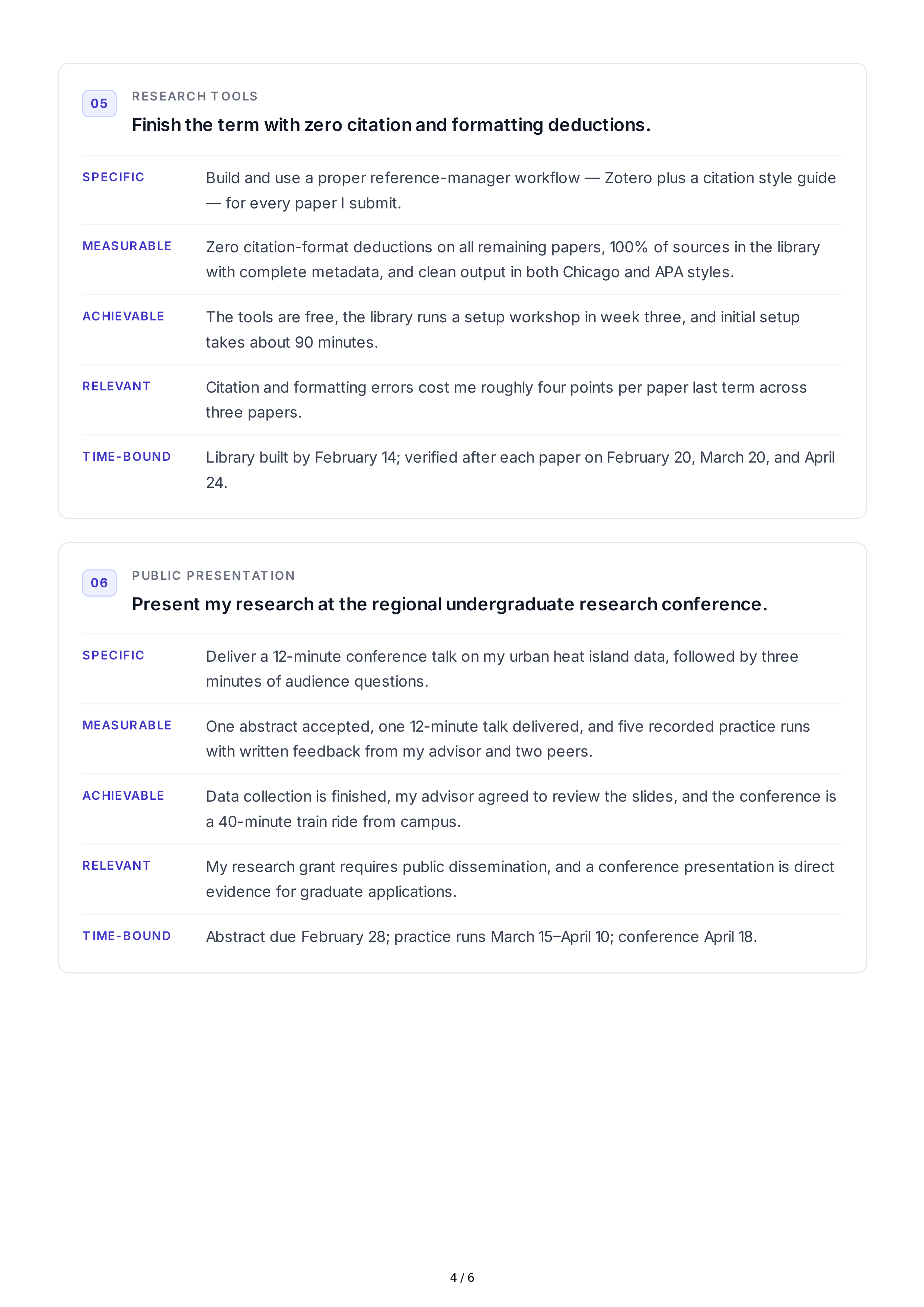 SMART Academic Goals — page 4
