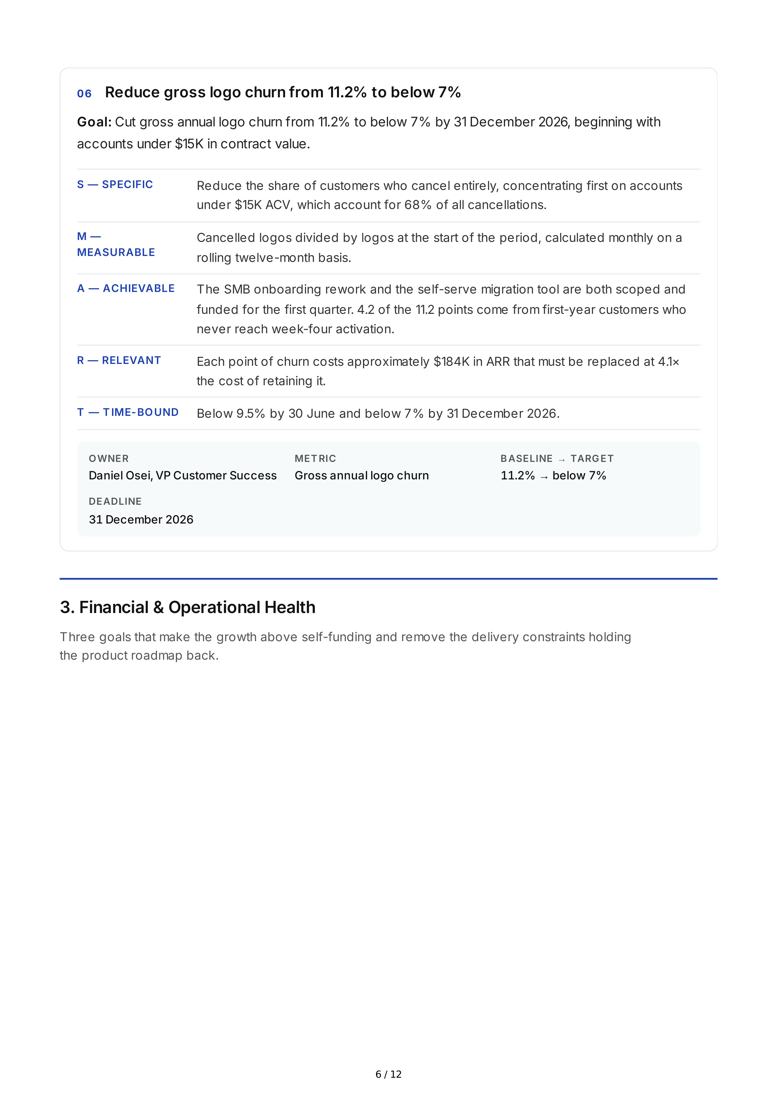 SMART Business Goals — page 6