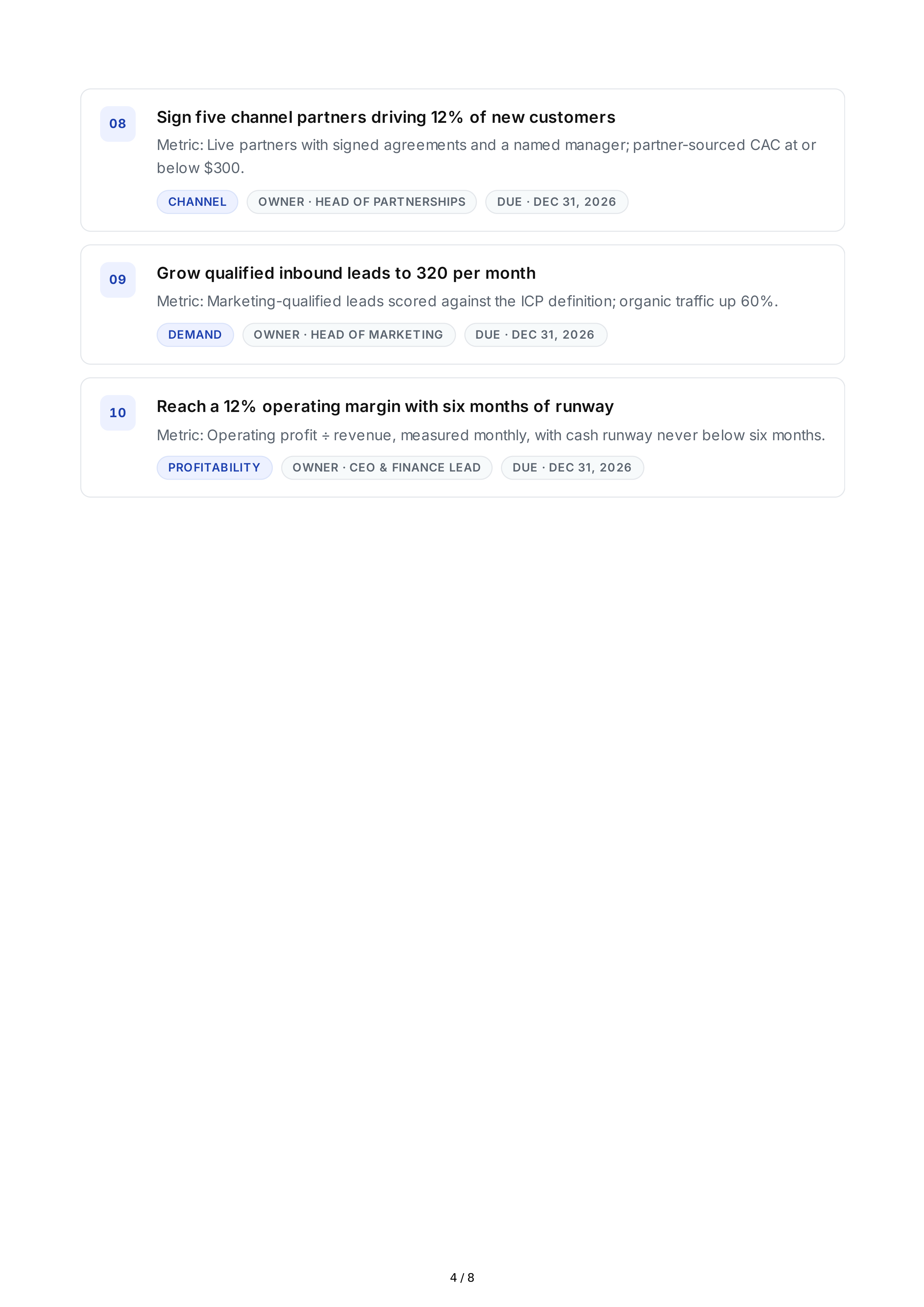 SMART Business Growth Goals — page 4