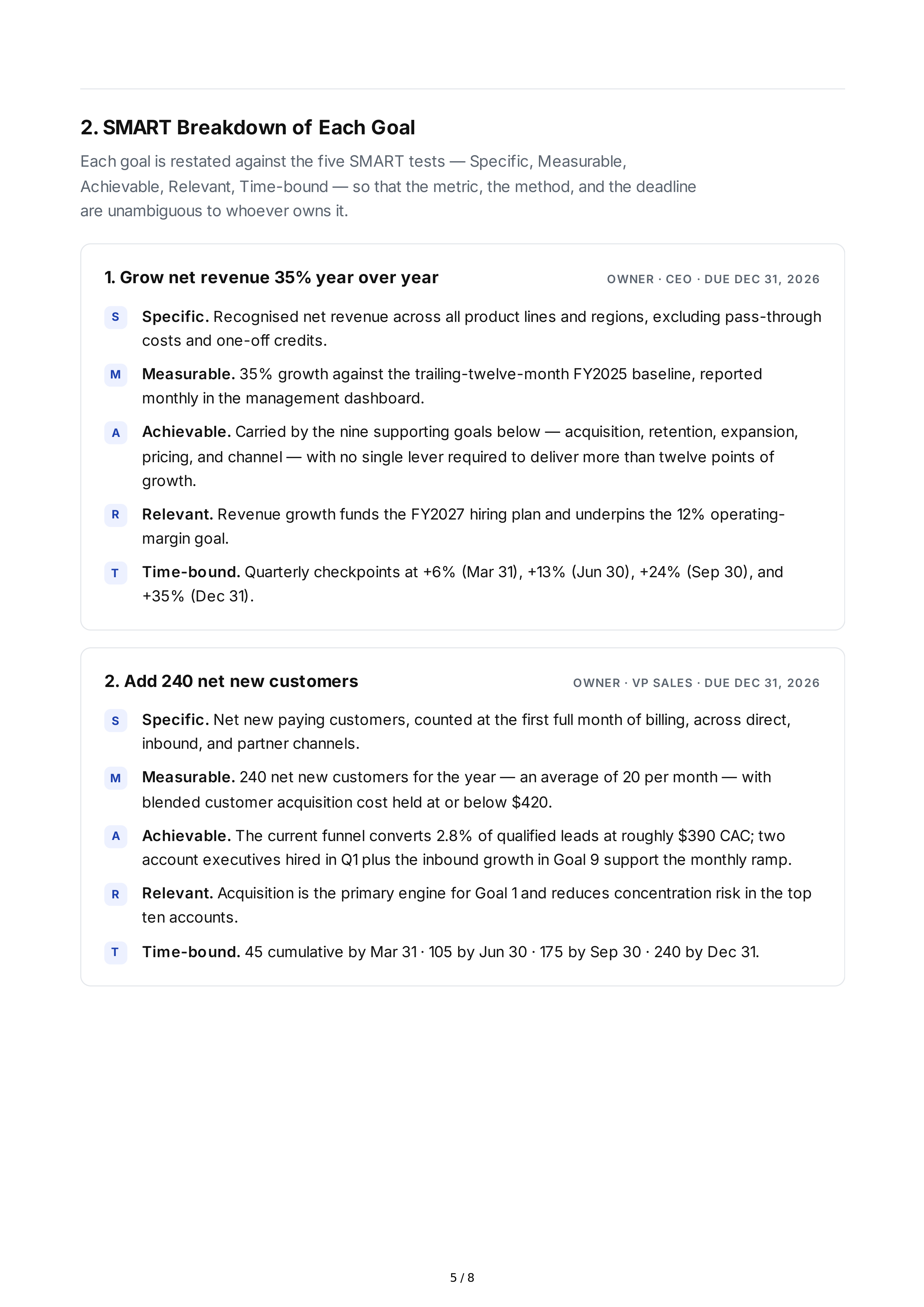 SMART Business Growth Goals — page 5