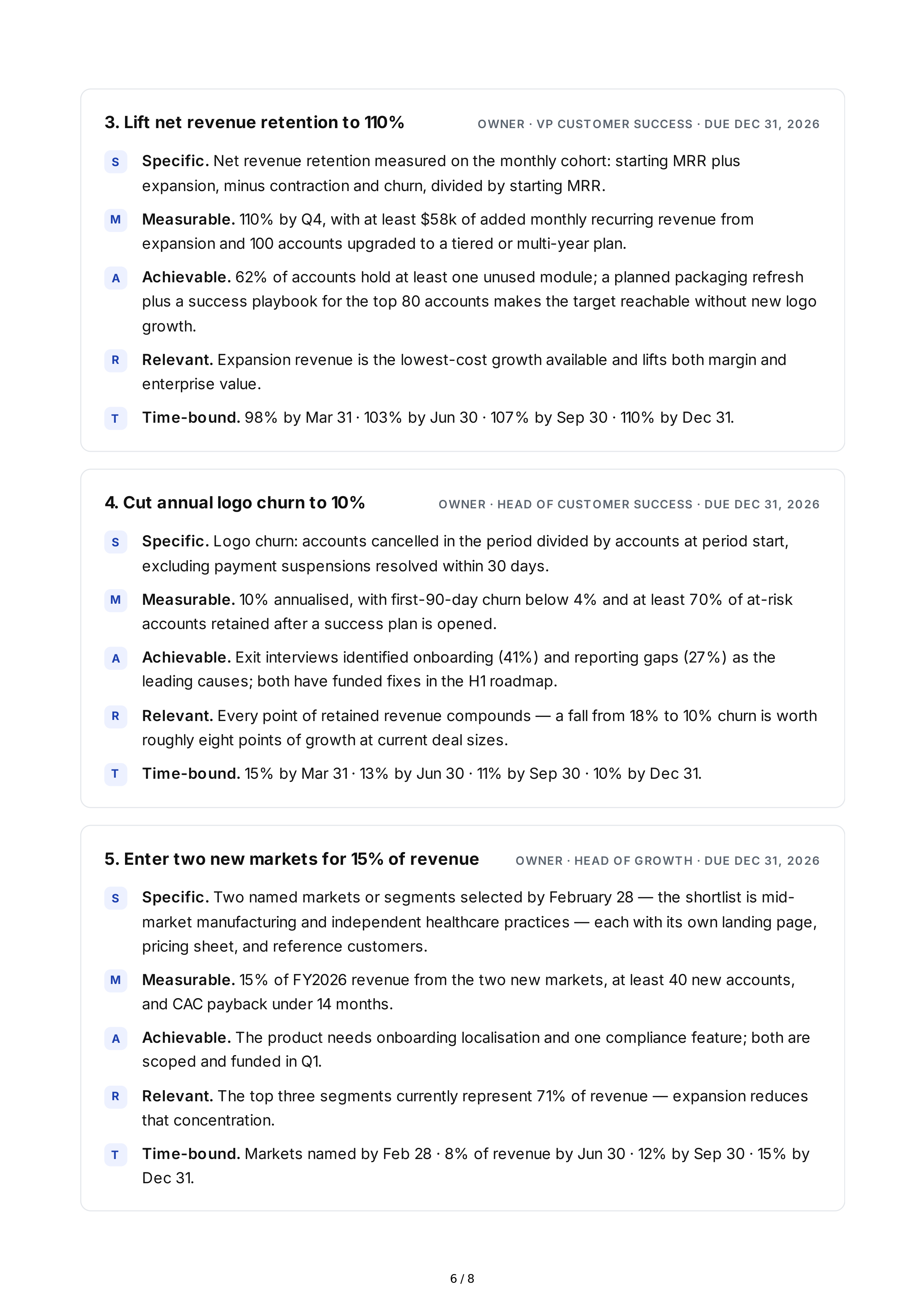 SMART Business Growth Goals — page 6