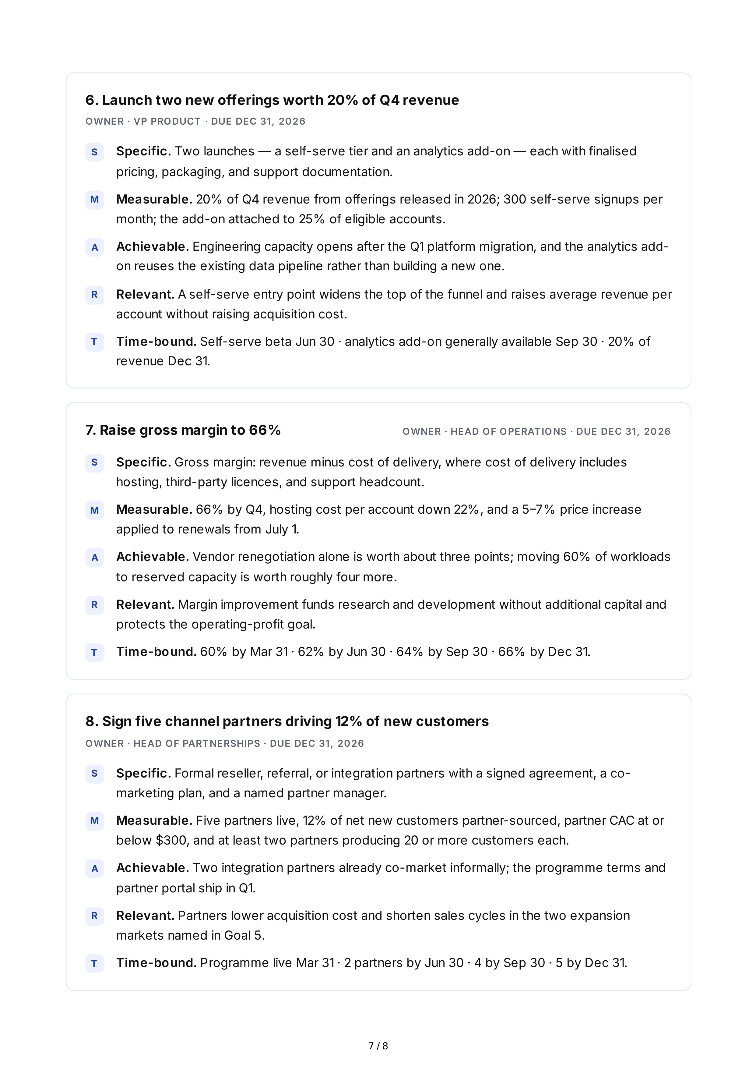 SMART Business Growth Goals — page 7