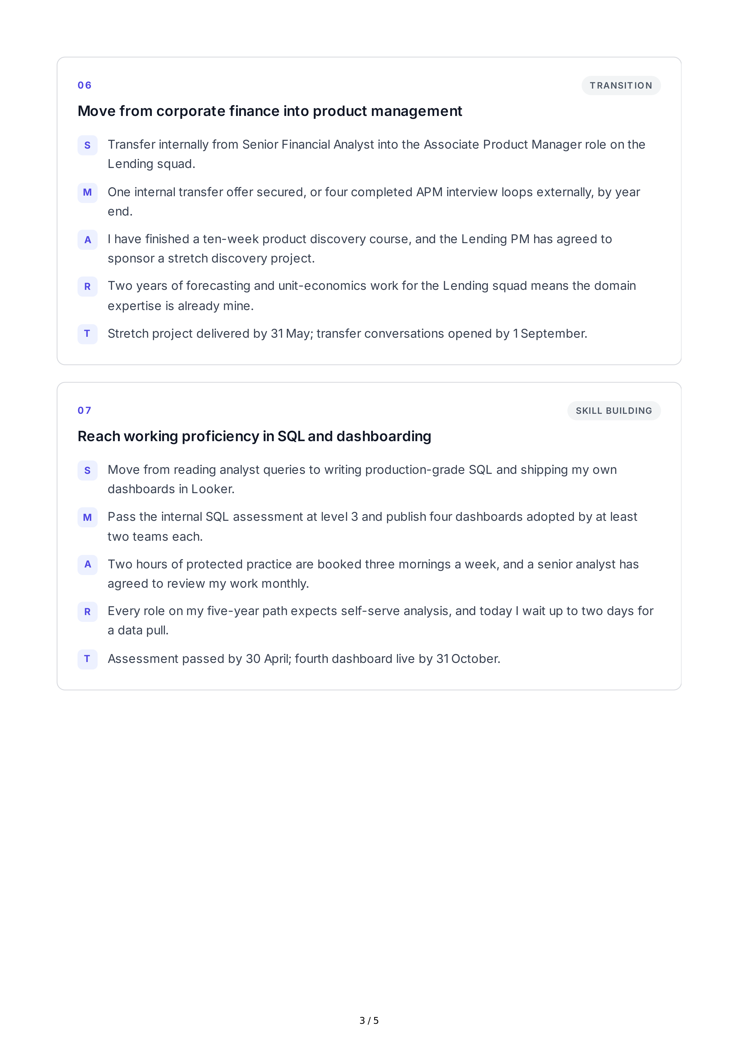 SMART Career Development Goals — page 3